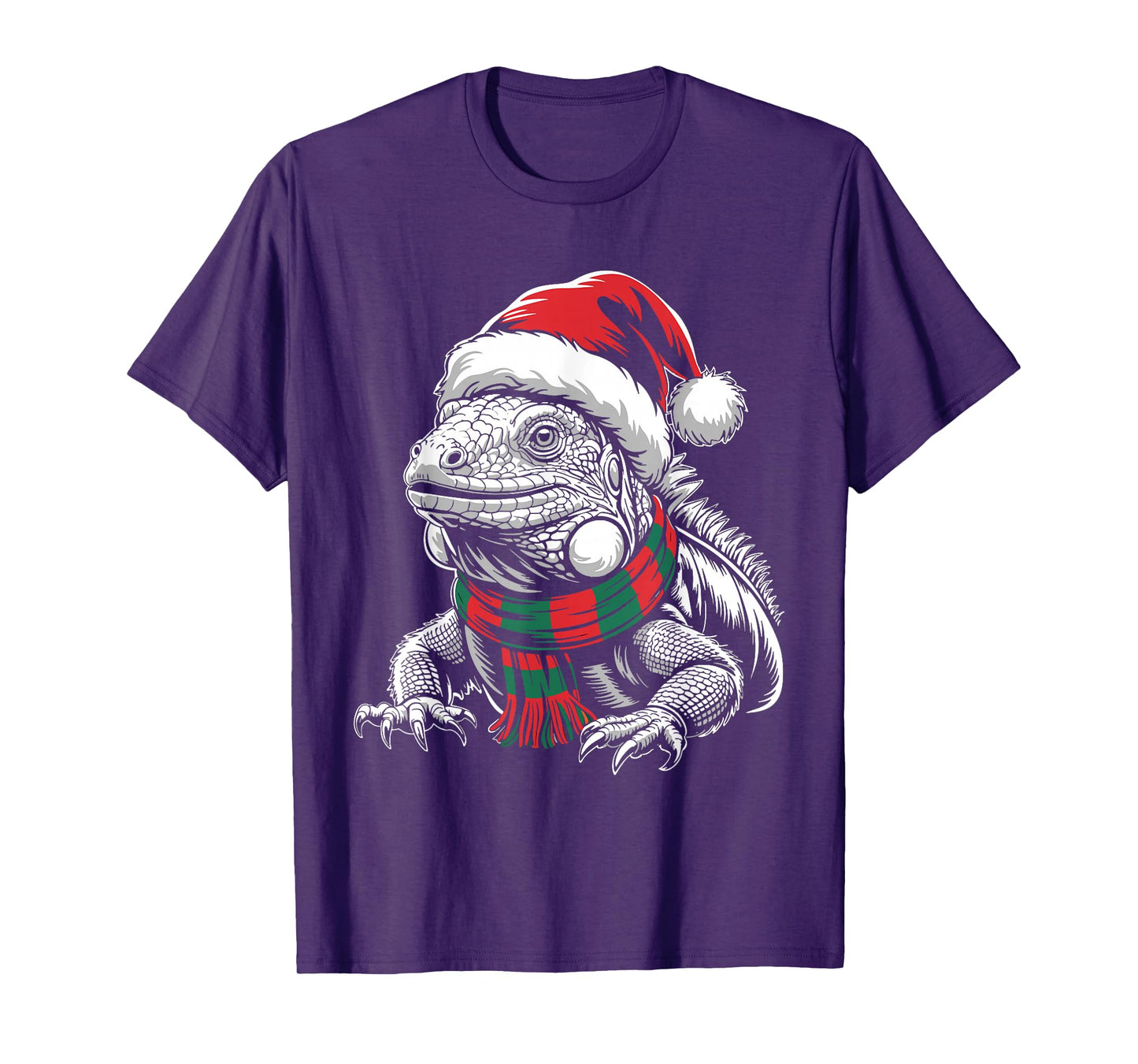 Iguana Xmas Santa Hat Scarf Christmas Costume T-Shirt