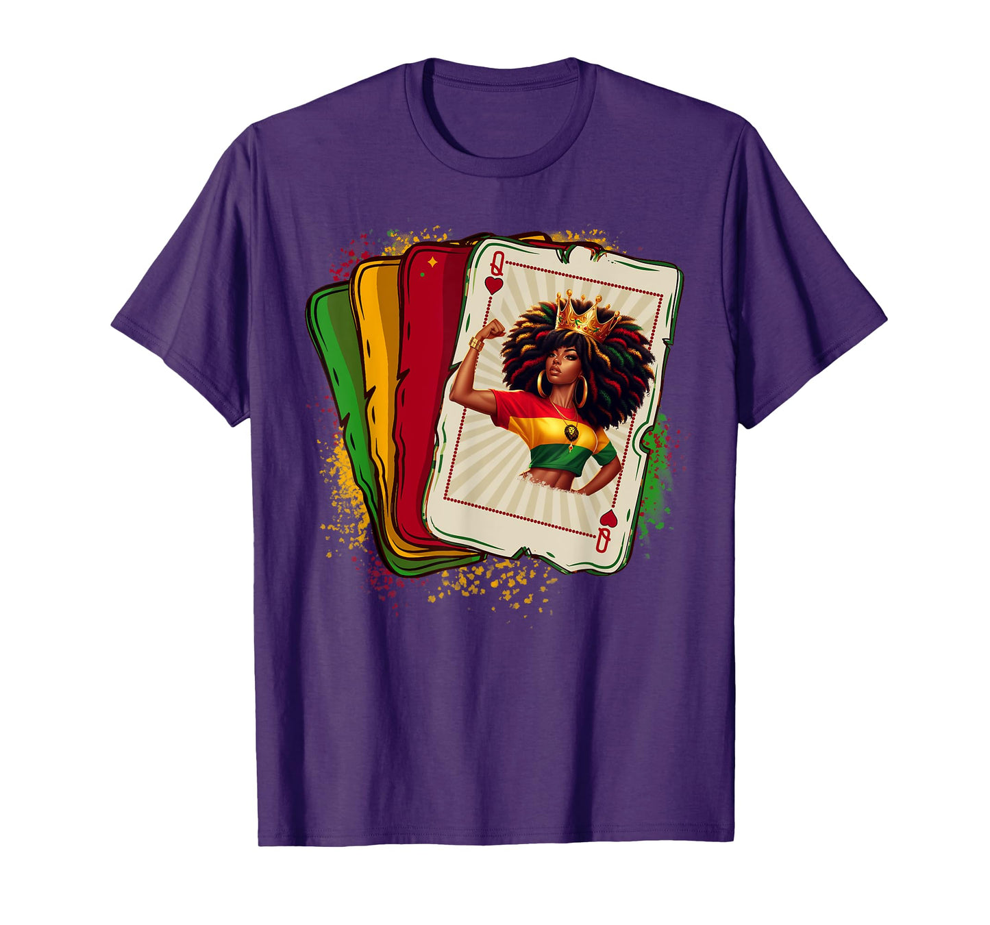 Black Queen Of Hearts Card Deck Game Proud Black History T-Shirt