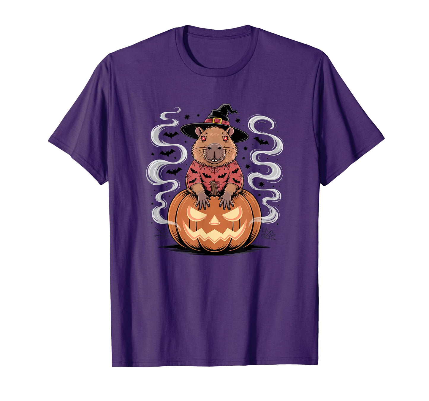 Capybara Witch Spooky Season Pumpkin Jack-o'-Lantern T-Shirt