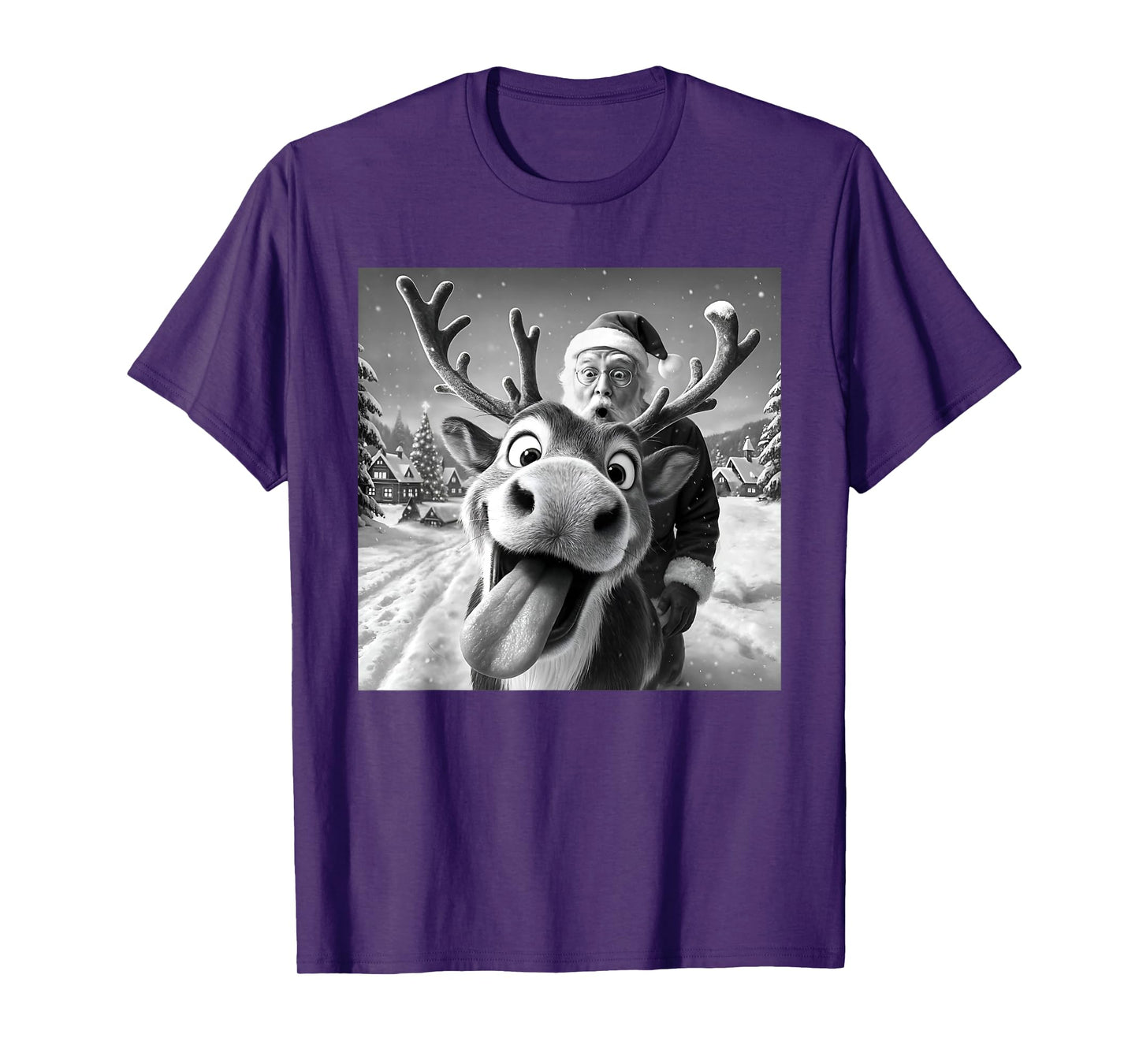 Reindeer Santa Taking A Selfie Christmas Xmas Pajama Holiday T-Shirt