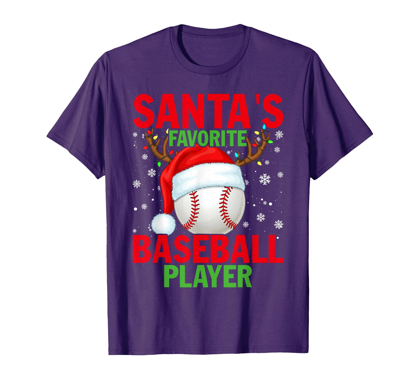 Santas Favorite Baseball Player Funny Christmas T-Shirt