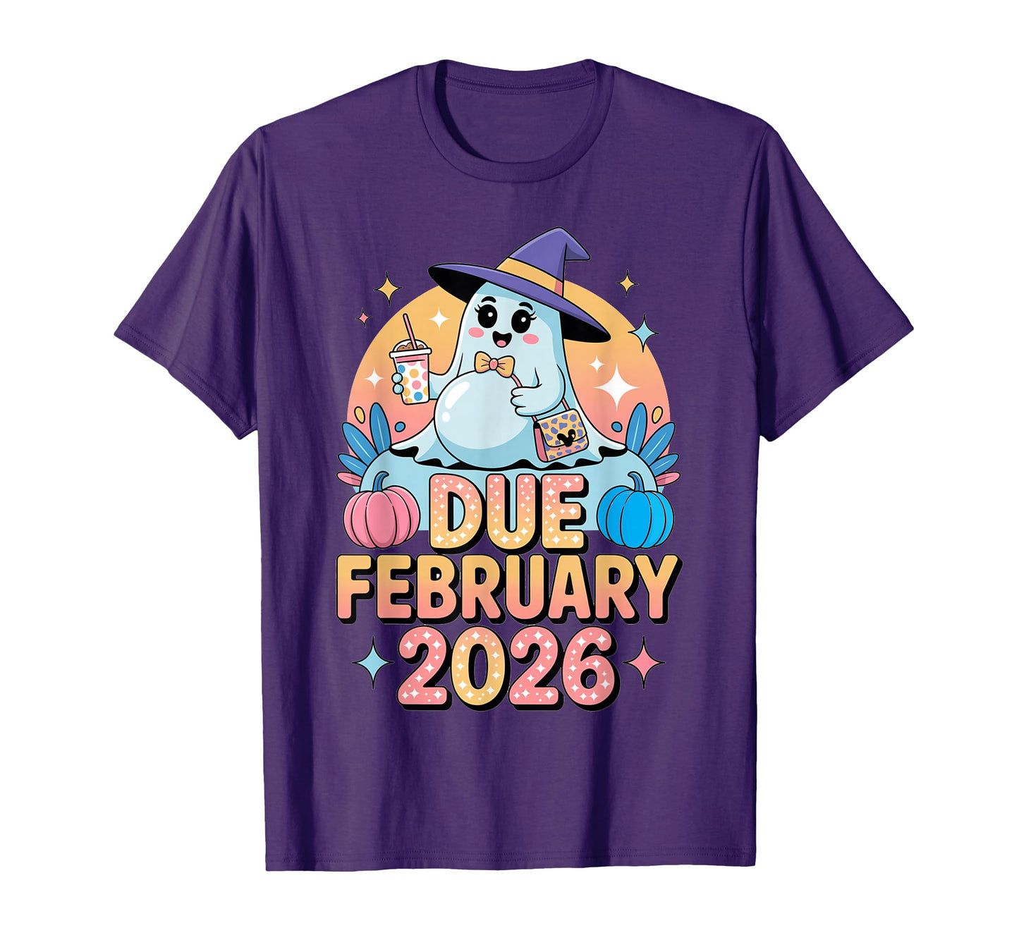 Halloween Pregnant Due February 2026 Mama Ghost Baby Mom T-Shirt