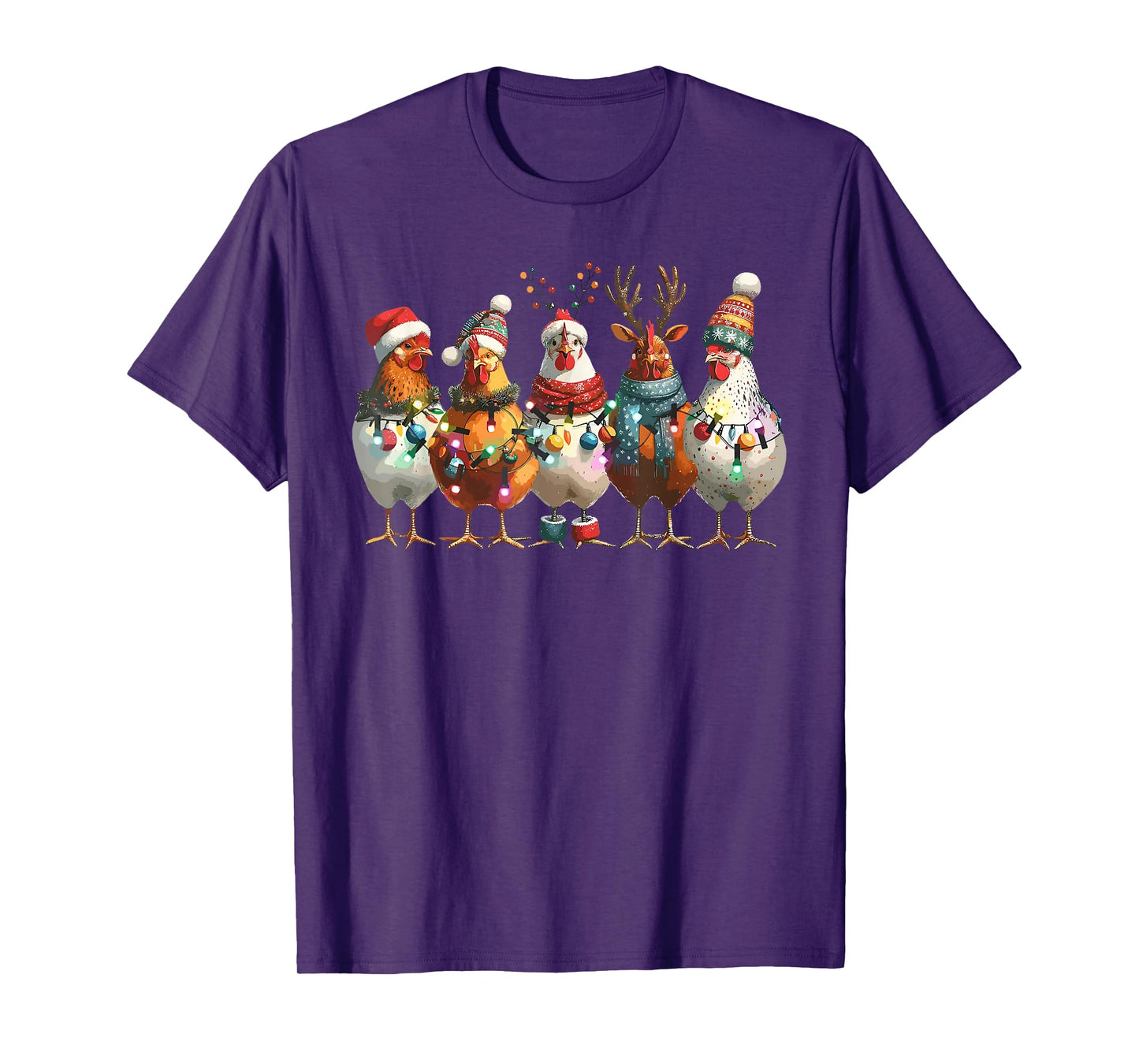Christmas Chickens Xmas Lights Santa Xmas Pajamas Holiday T-Shirt