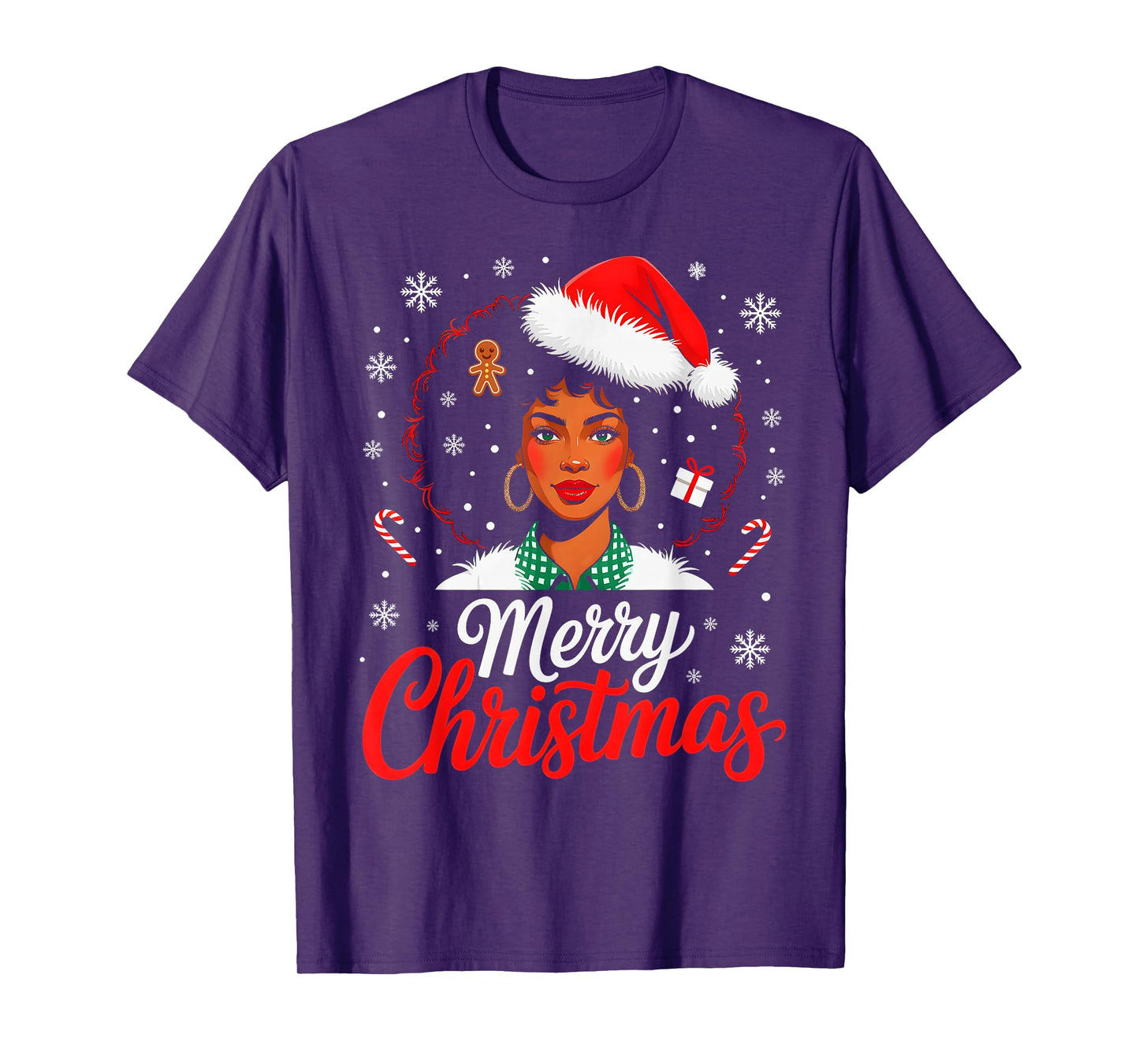 Merry Christmas Black Women African American Xmas Pajamas T-Shirt