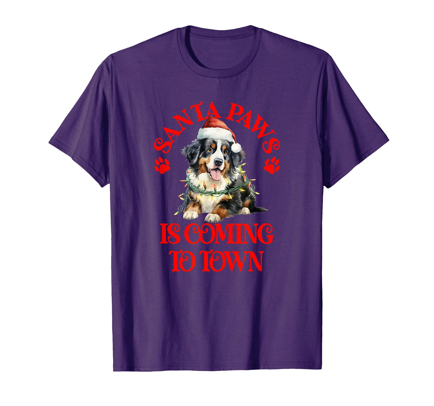 Santa Paws is Coming to Town with Christmas Bernese T-Shirt
