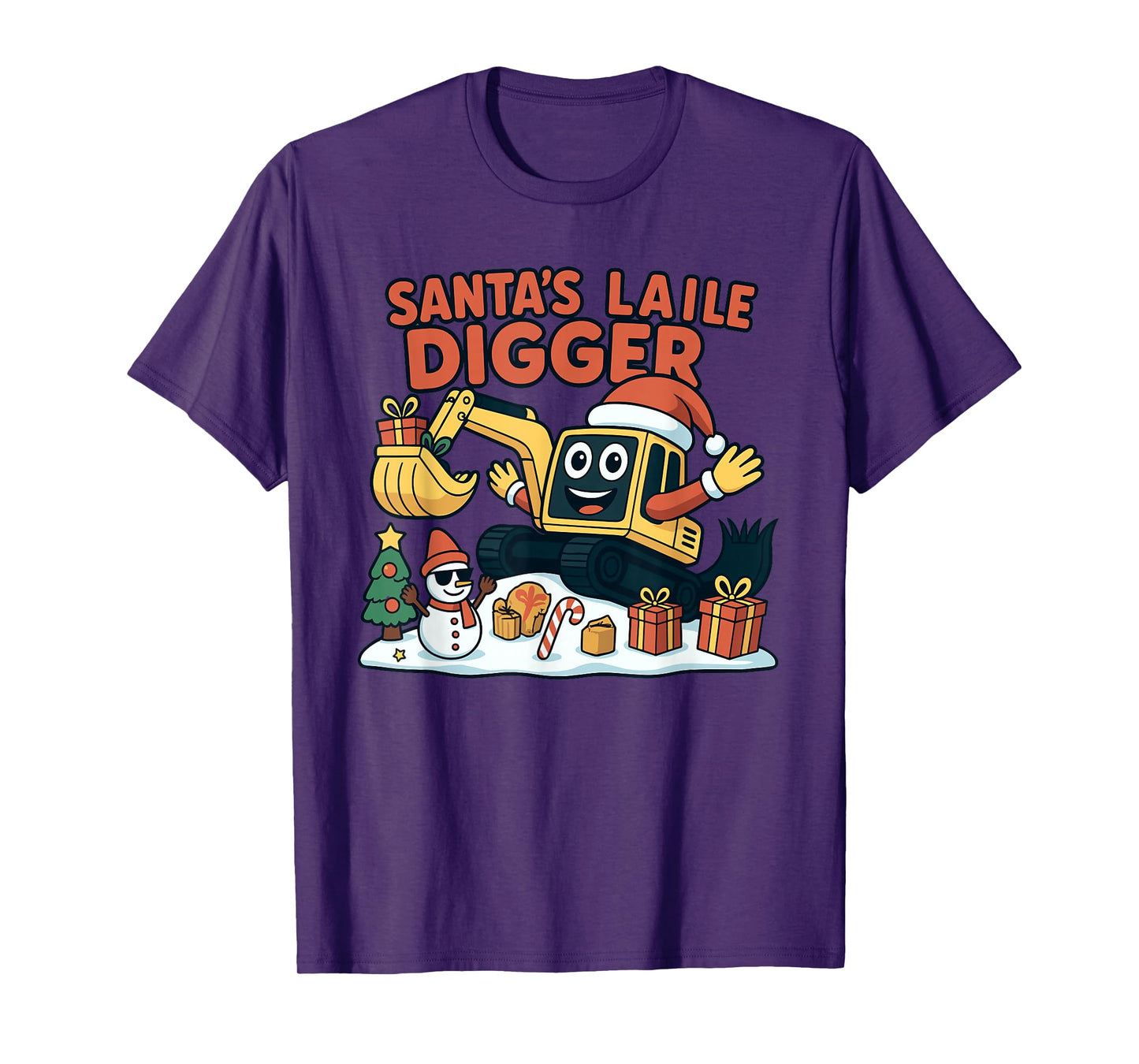 Christmas Excavator Santa Digger Funny Holiday T-Shirt