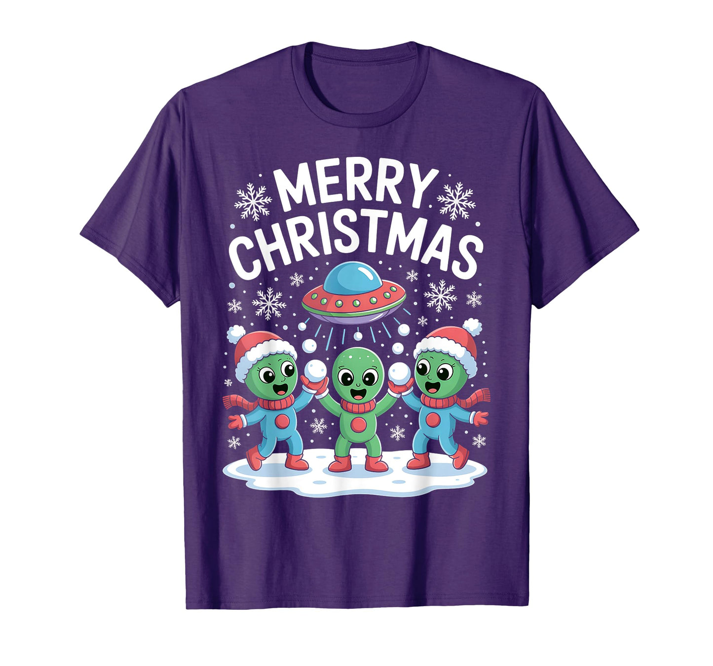 Funny Alien Trio Merry Ugly Christmas Santa Hat Gifts Xmas T-Shirt