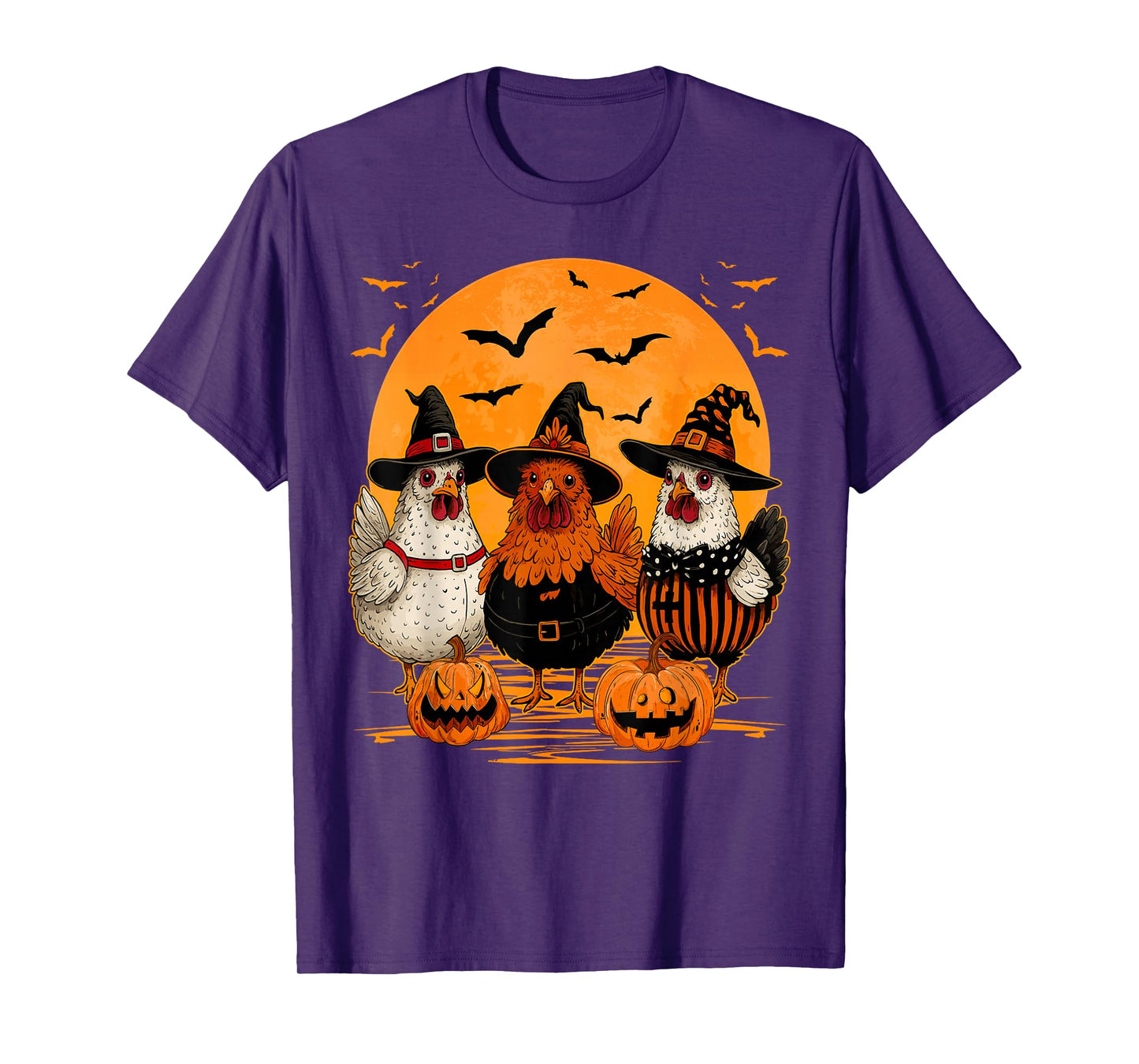Funny Chickens in Witch Costume Happy Halloween Day Girls T-Shirt