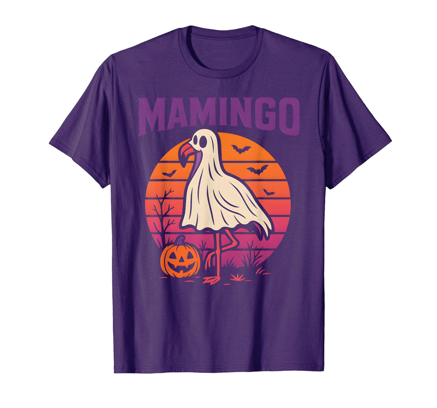Spooky Flamingo Mamingo Fun Womens Tropical Halloween T-Shirt