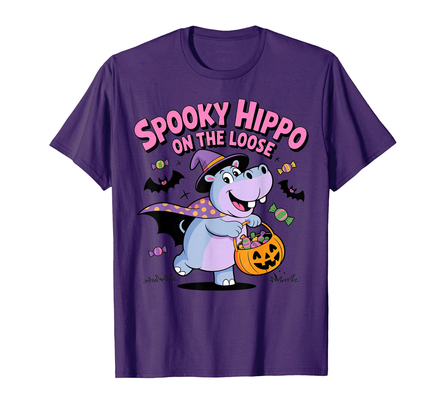 Spooky Hippo On The Loose Funny Halloween Costume T-Shirt