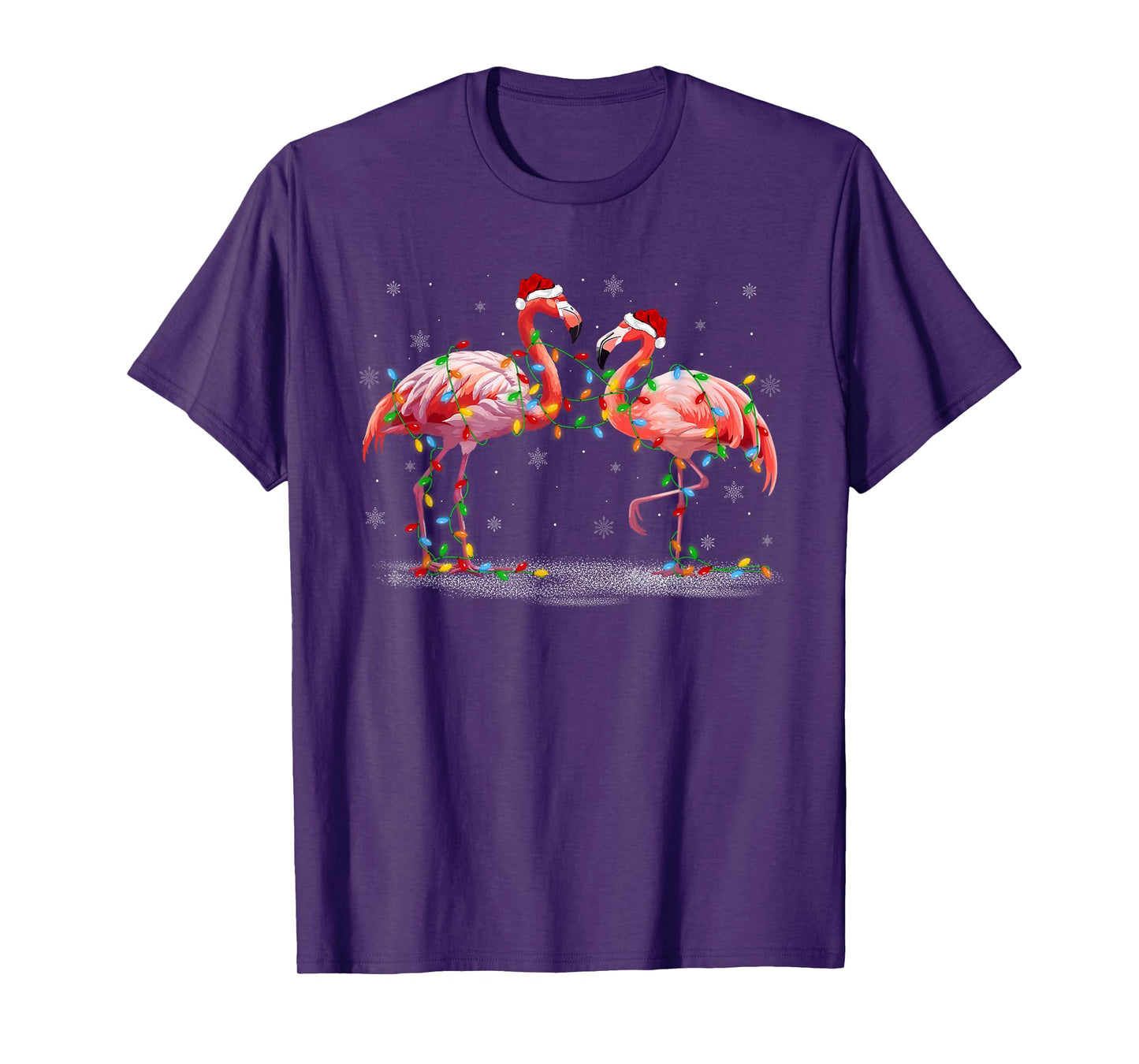Xmas Lights Santa Hat Flamingo Christmas Pajamas T-Shirt