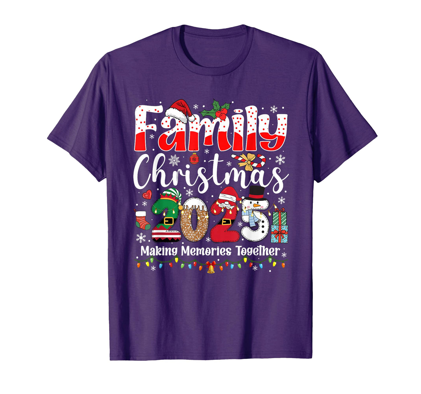 Family Christmas 2025 Matching Squad Santa Xmas Light Gift T-Shirt