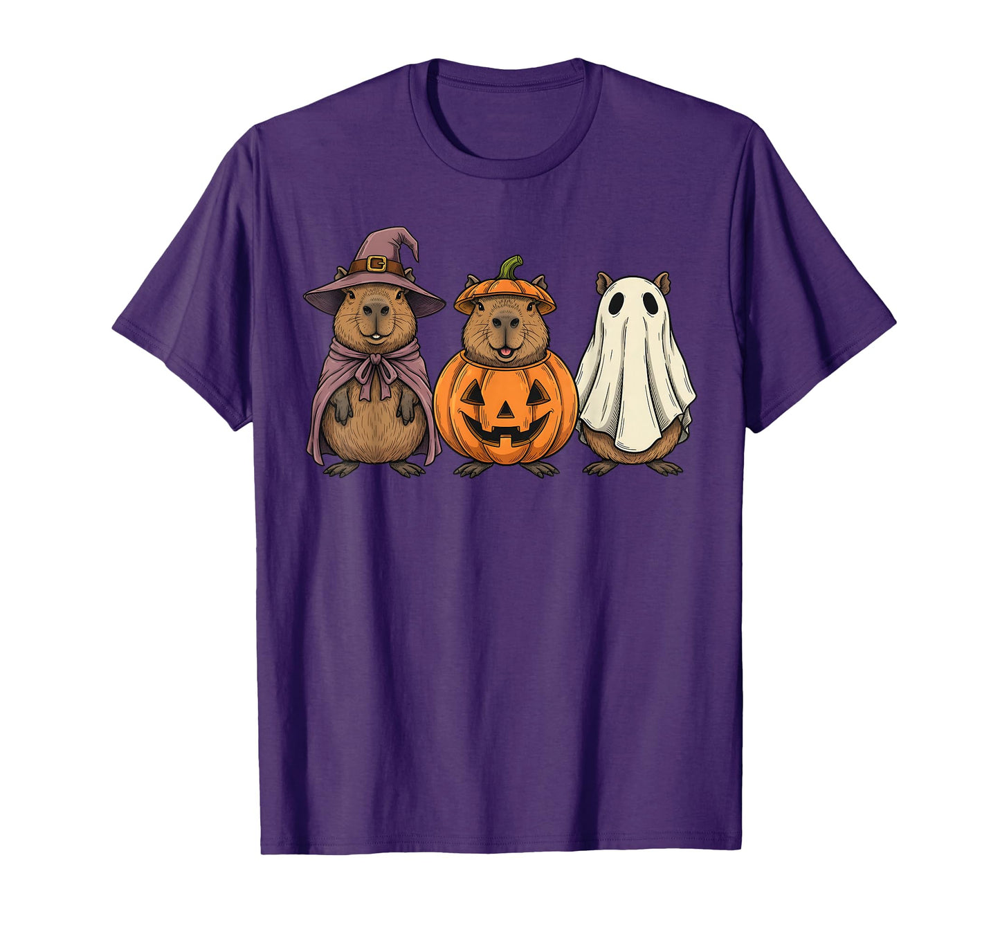 Spooky Ghost Capybara Lover Pumpkin Halloween T-Shirt