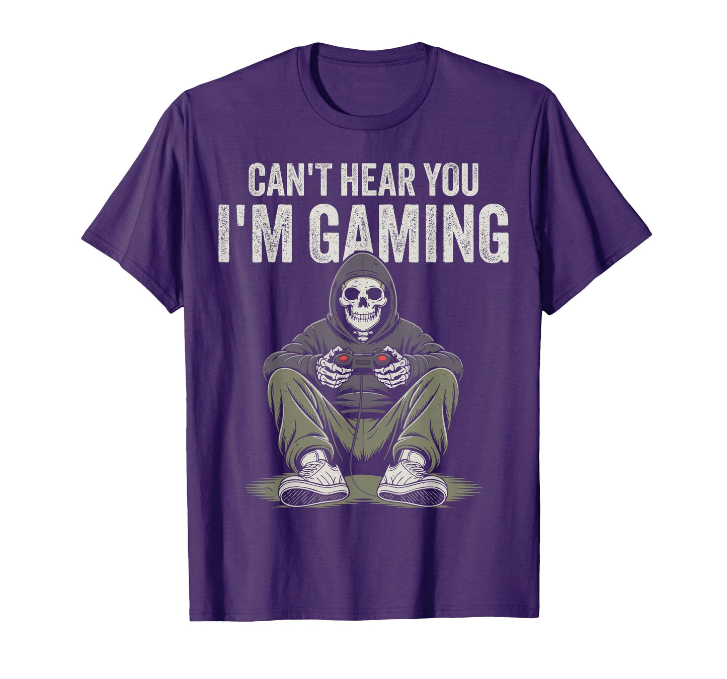 Can't Hear You I'm Gaming Funny Skeleton Gamer Boys Kids Men T-Shirt