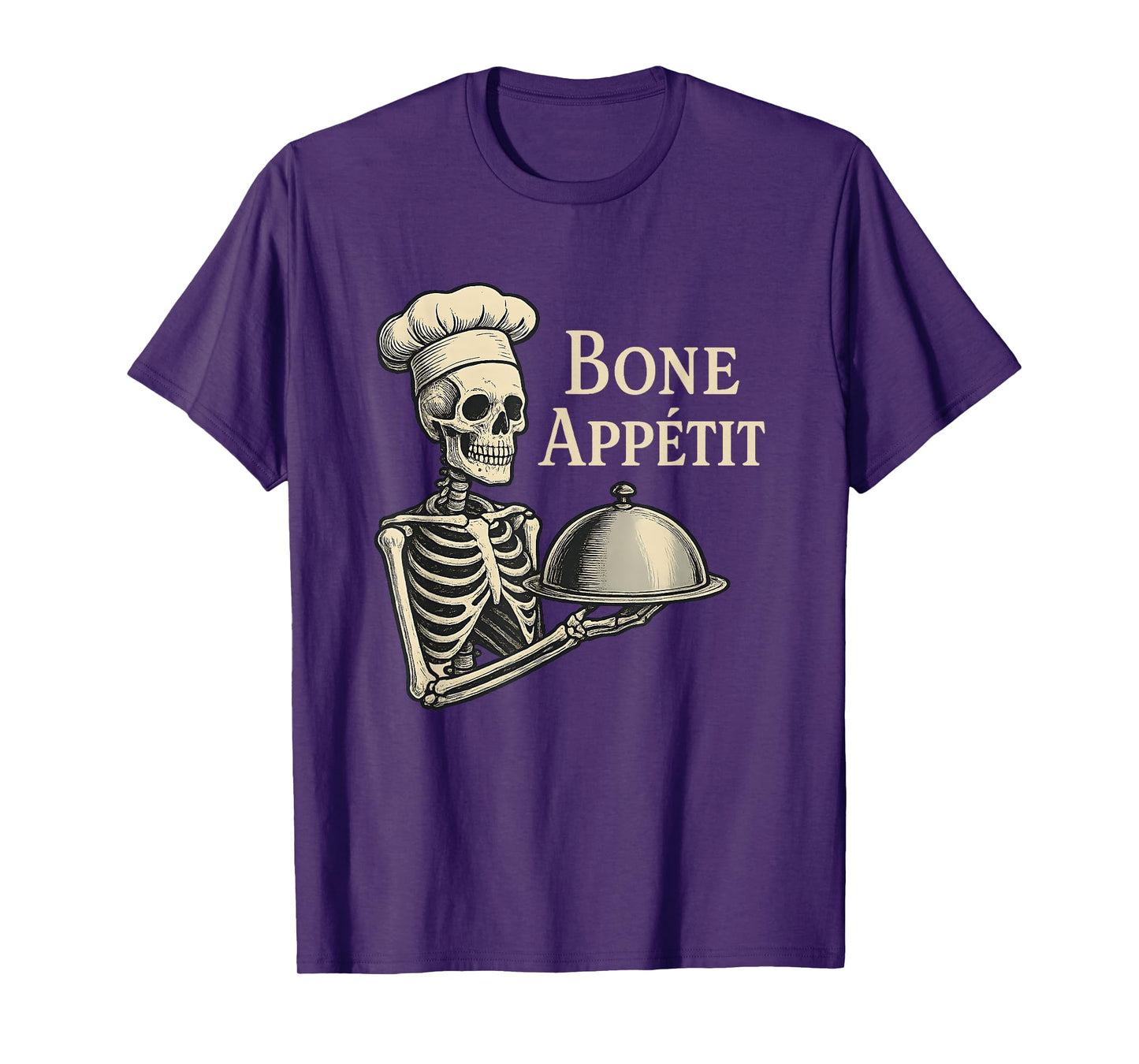 Funny Skeleton Chef Pun Bone Appetit Halloween Spooky Foodie T-Shirt