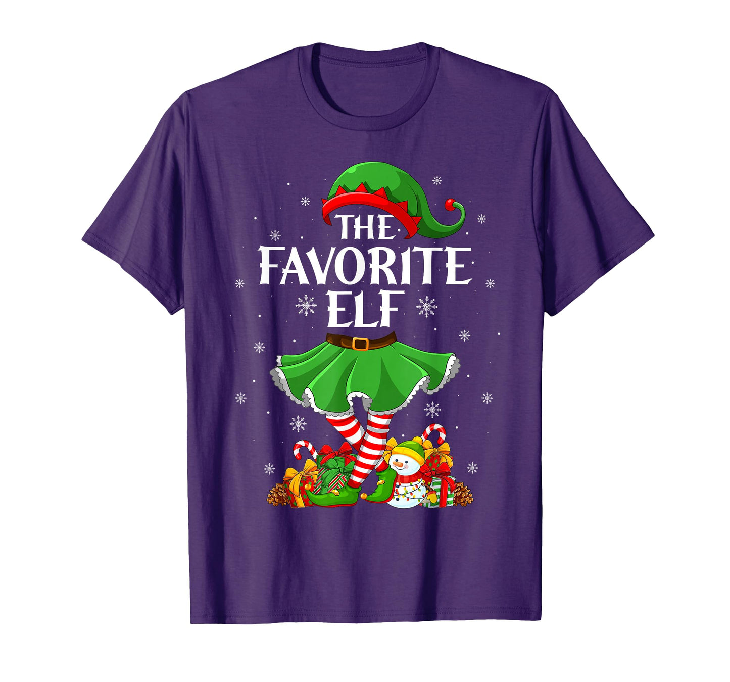 Favorite Elf Christmas Family Elf Squad Xmas Girls Women T-Shirt