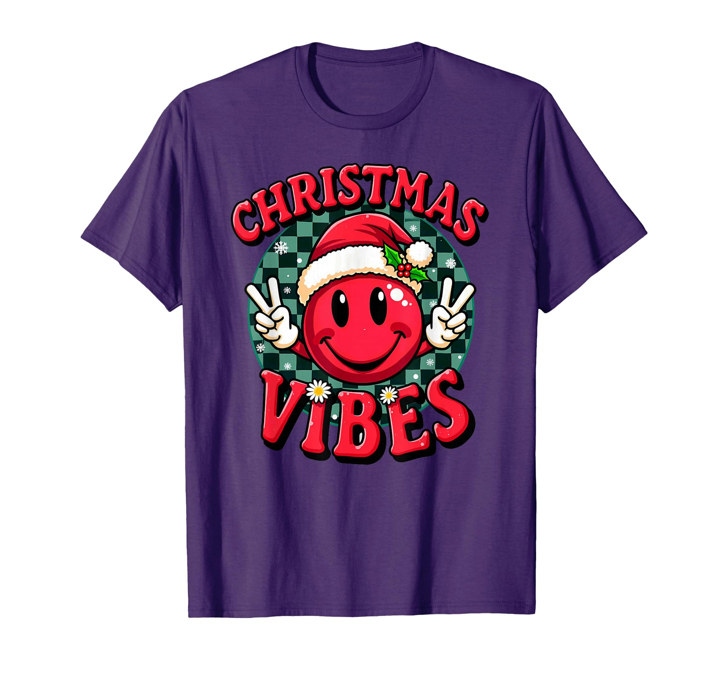 Santa Hat Smile Emoticon Christmas Vibes T-Shirt