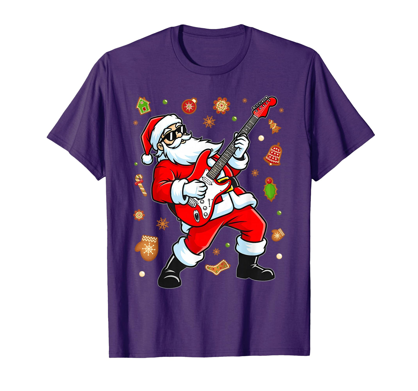 Santa Playing Guitar Christmas Pajama Musician Guitarist T-Shirt