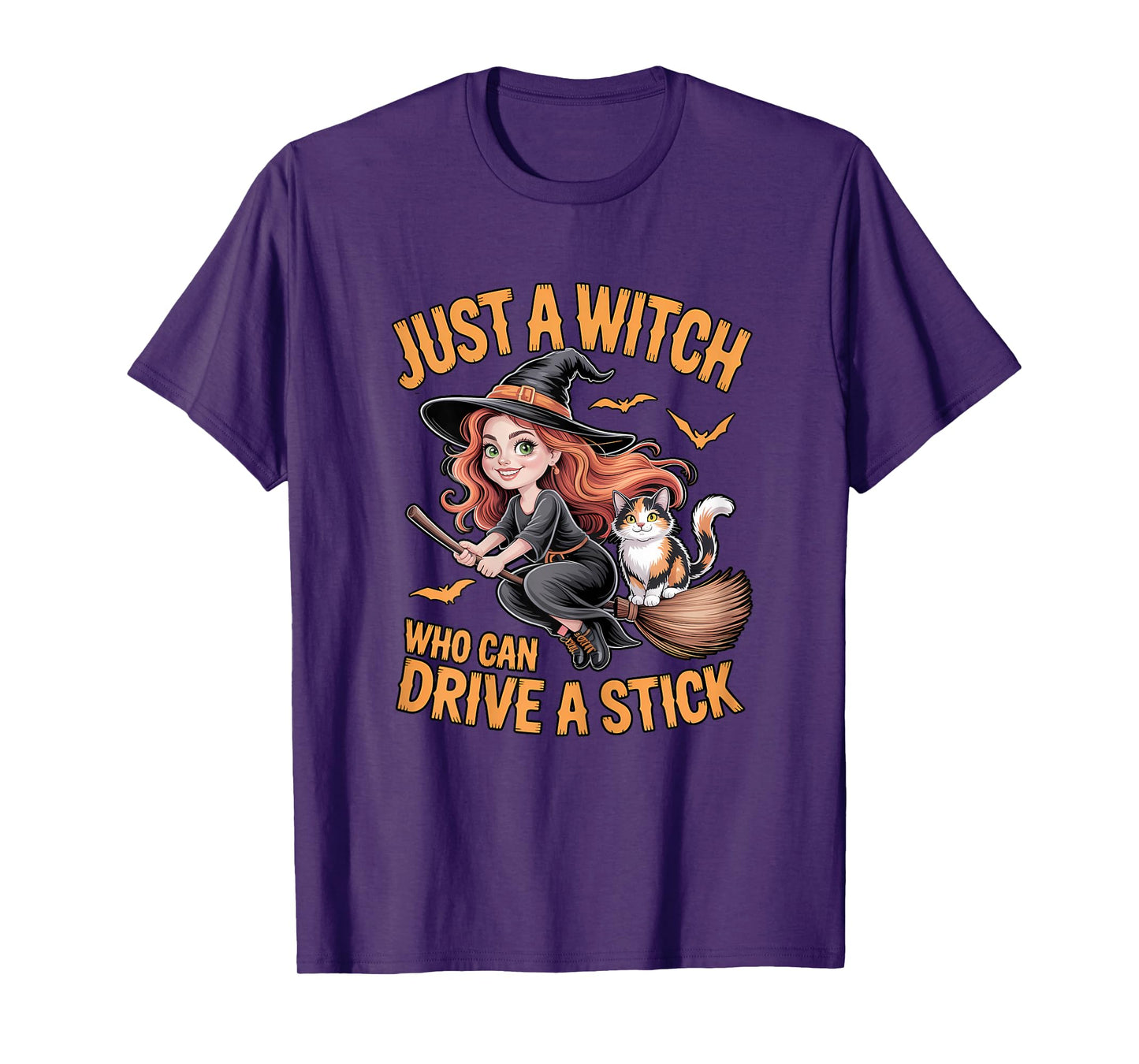 Just a Witch Who Can Drive a Stick Halloween Women T-Shirt