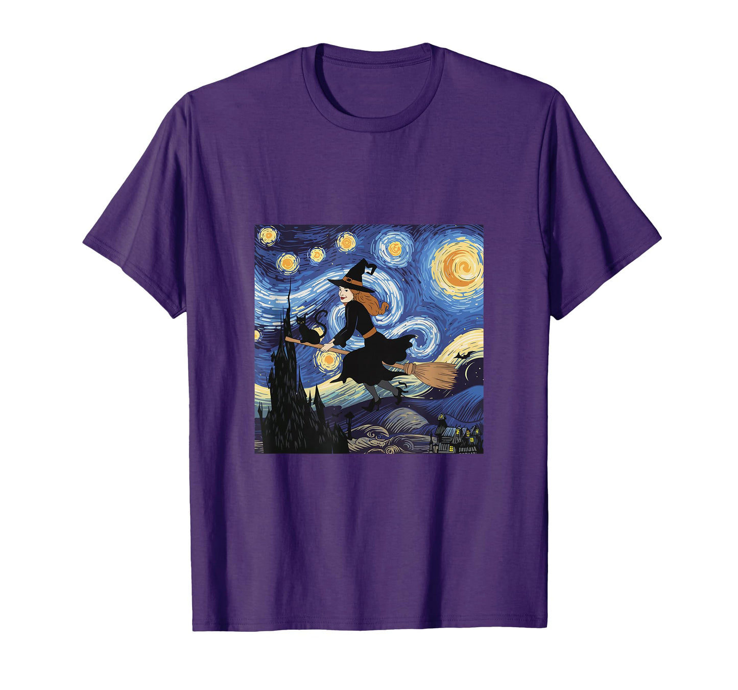 Cat Starry Night Van Gogh Halloween T-Shirt