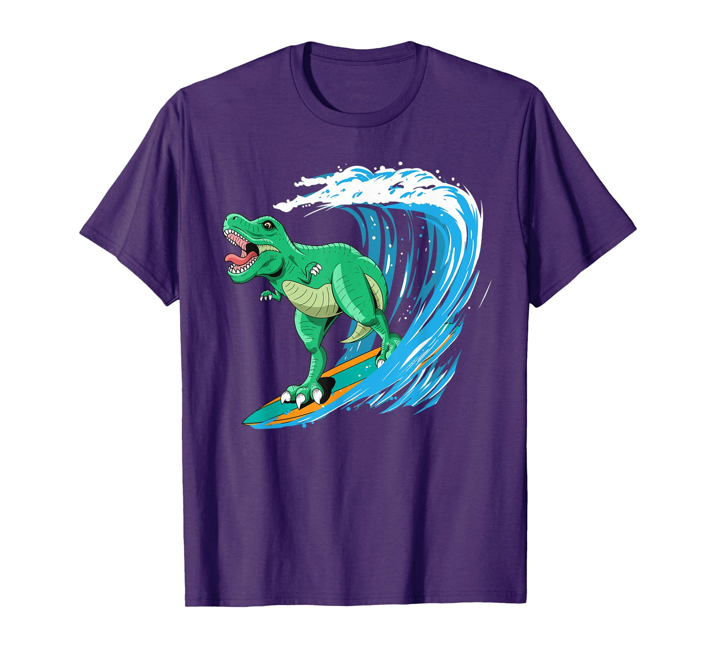 Funny T-Rex Surfing Dinosaur Summer Dino Beach Surfer Men Women Girls Kids T-Shirt