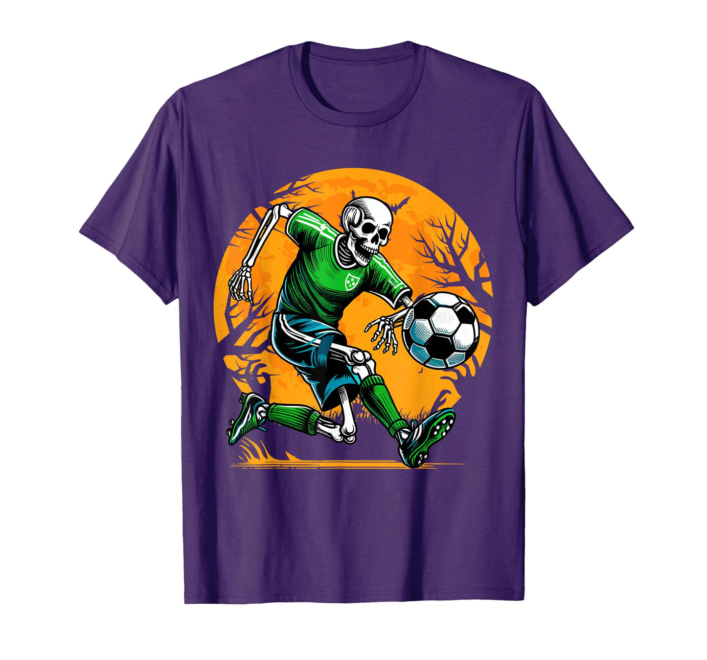 Soccer Skeleton Halloween Football Spooky Boys Soccer Player T-Shirt