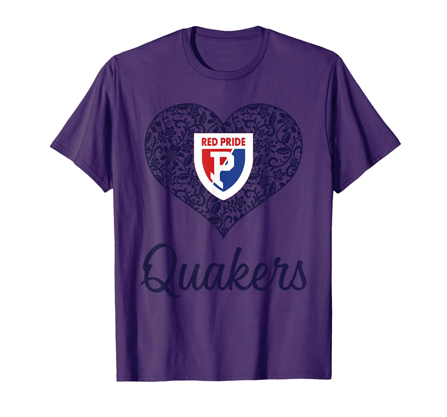 Plainfield Quakers Logo Lace Heart HS T-Shirt