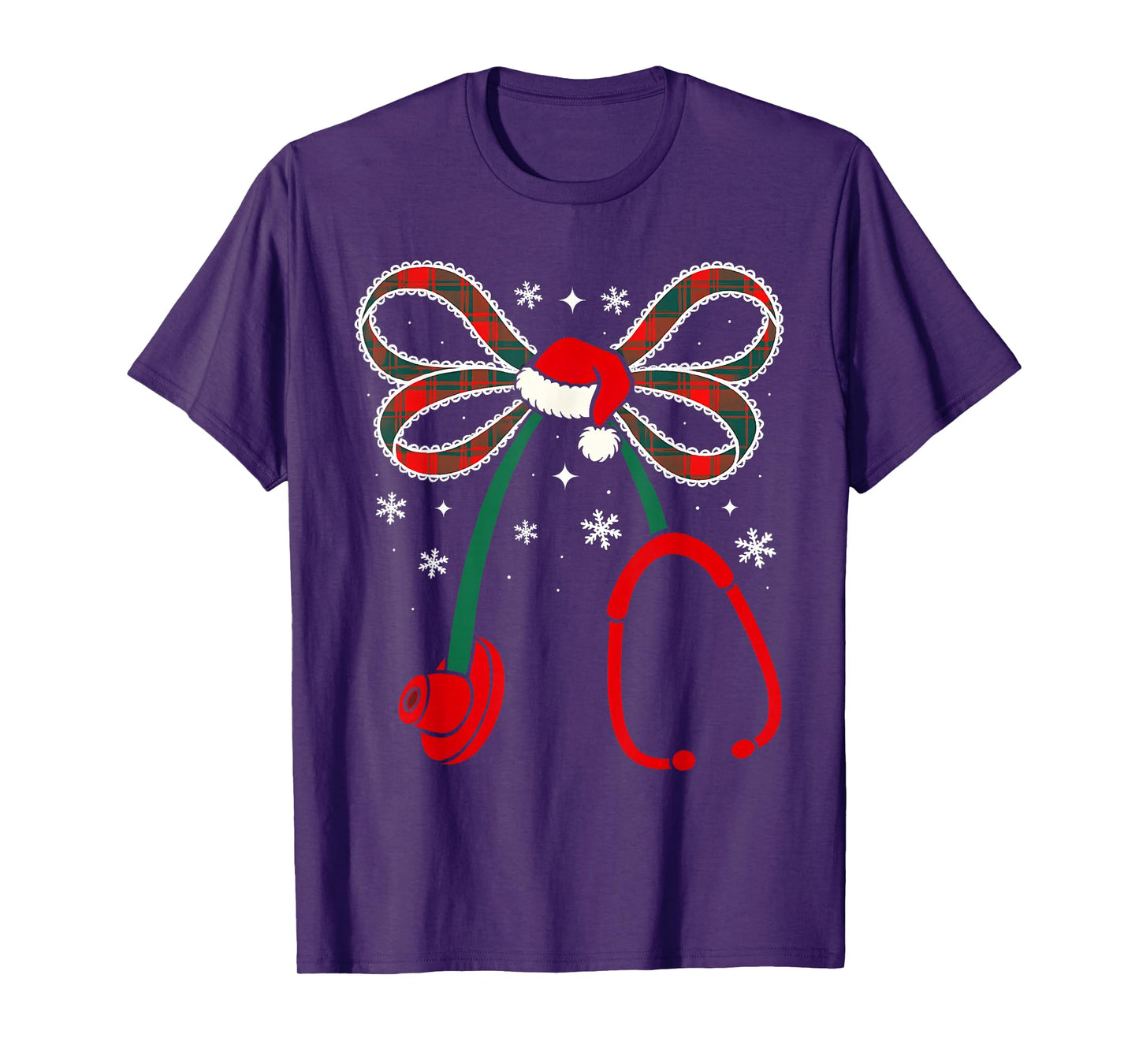 Nurse Coquette Bow Stethoscope Nursing Xmas Pjs Christmas T-Shirt