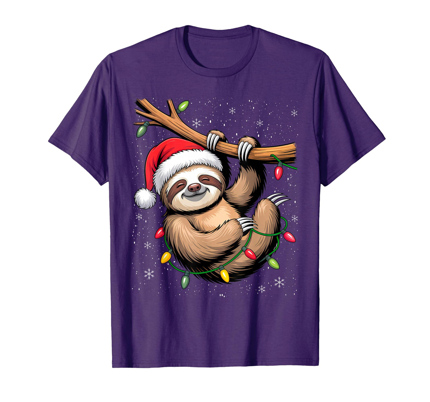 Sloths Xmas Lighting Reindeer Santa Hat Sloth Christmas T-Shirt