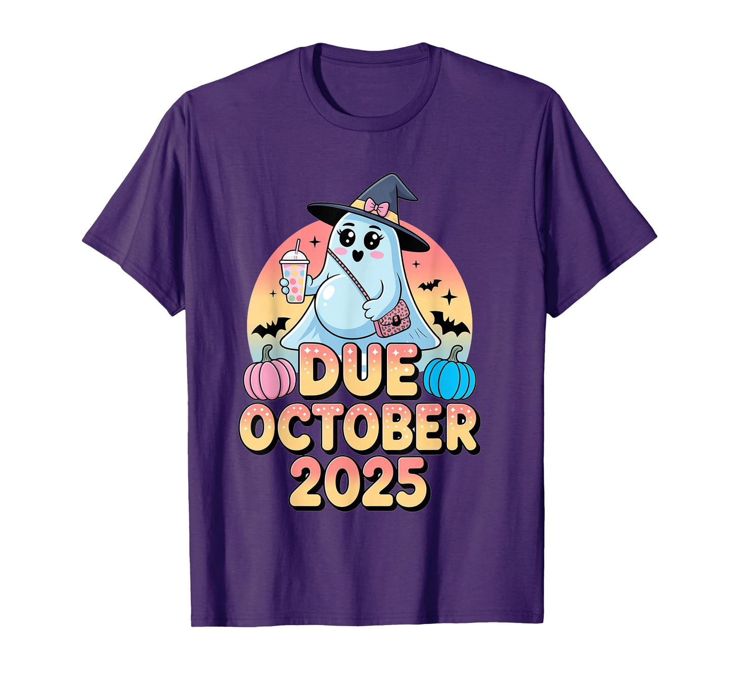 Halloween Pregnant Due October 2025 Mama Ghost Baby Mom T-Shirt