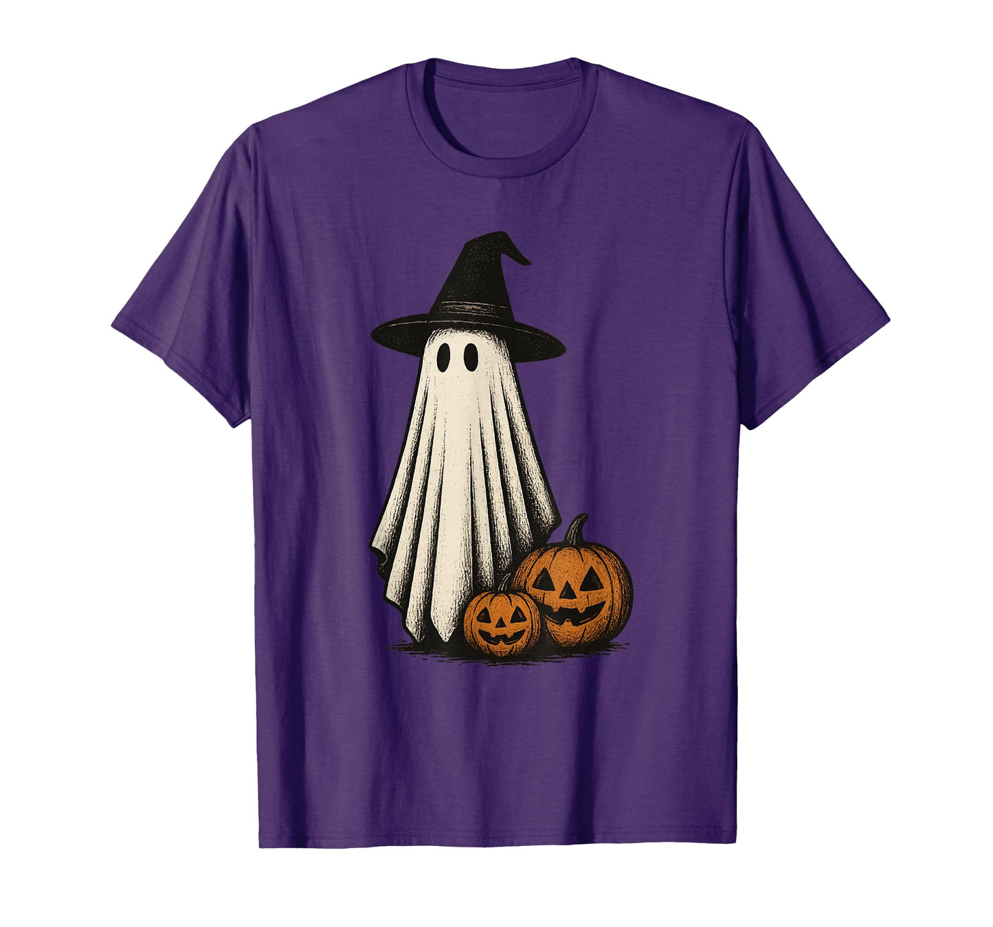 Vintage Ghost with Pumpkins Halloween Retro Spooky Graphic T-Shirt