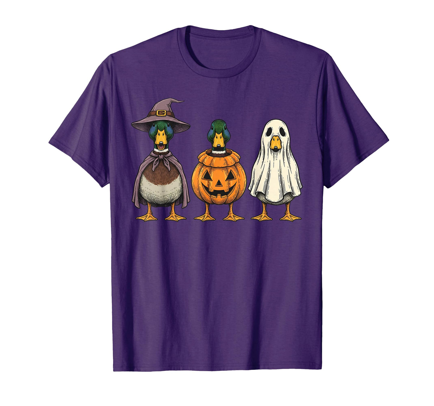 Spooky Ghost Mallard Duck Pumpkin Halloween Farm Animal T-Shirt