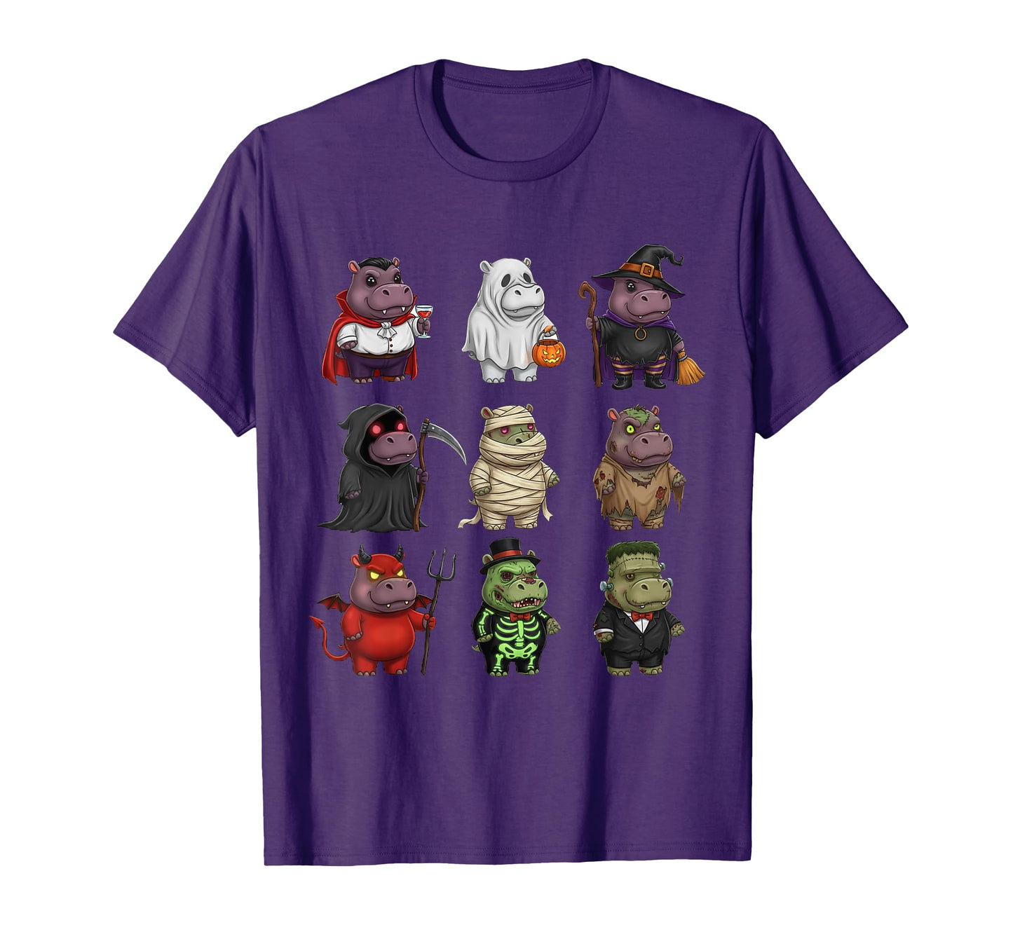 Cute Hippo Halloween Costume Characters Funny Spooky T-Shirt