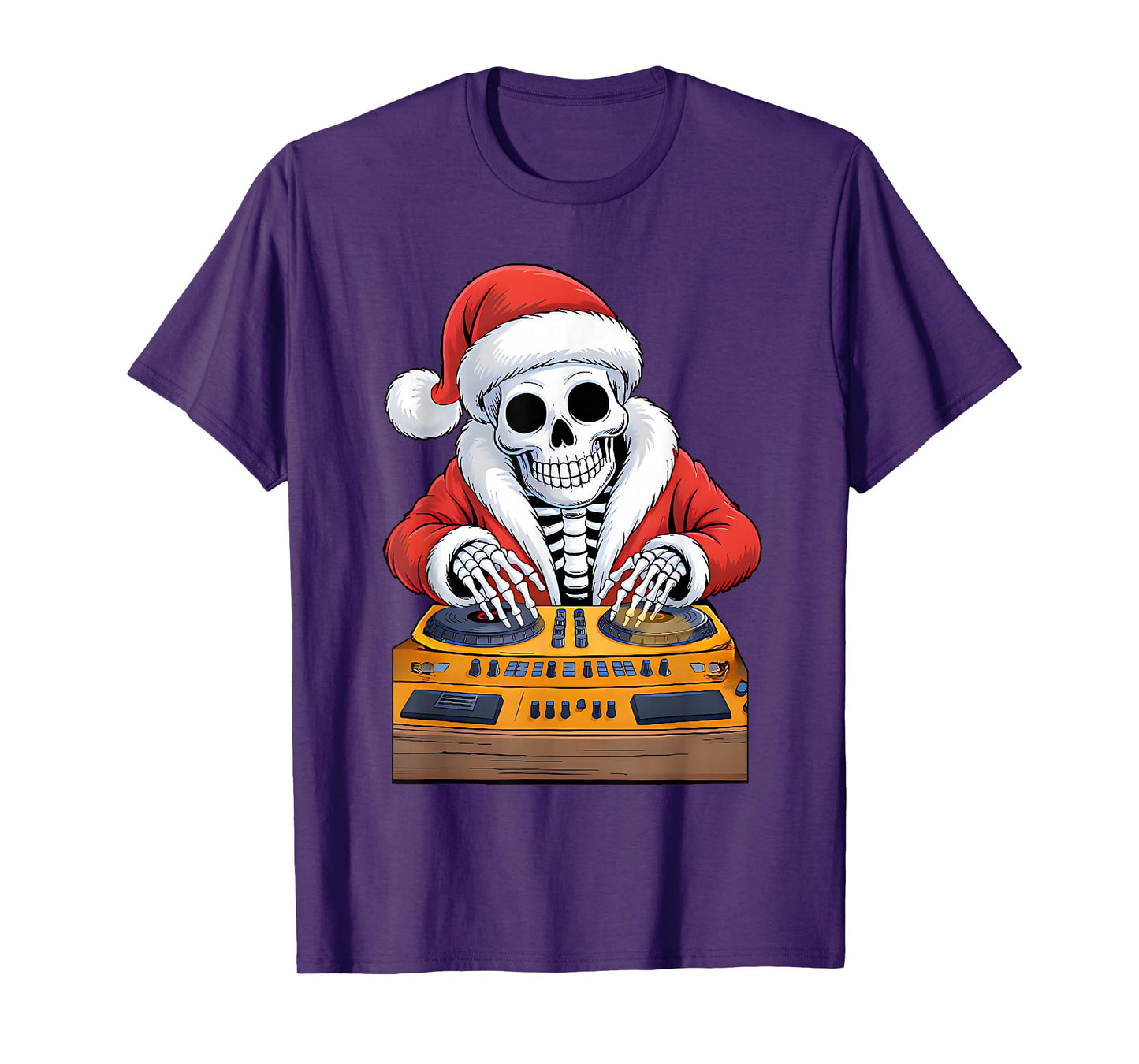 Xmas Santa Skeleton Playing Dj Funny Christmas Boys Kids T-Shirt