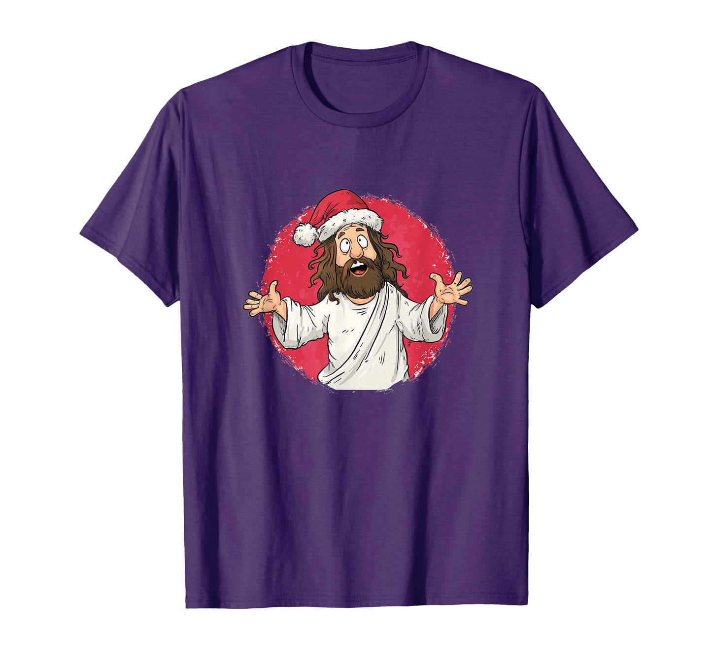 Funny Jesus Cartoon with Santa Hat for Cool Xmas Night T-Shirt