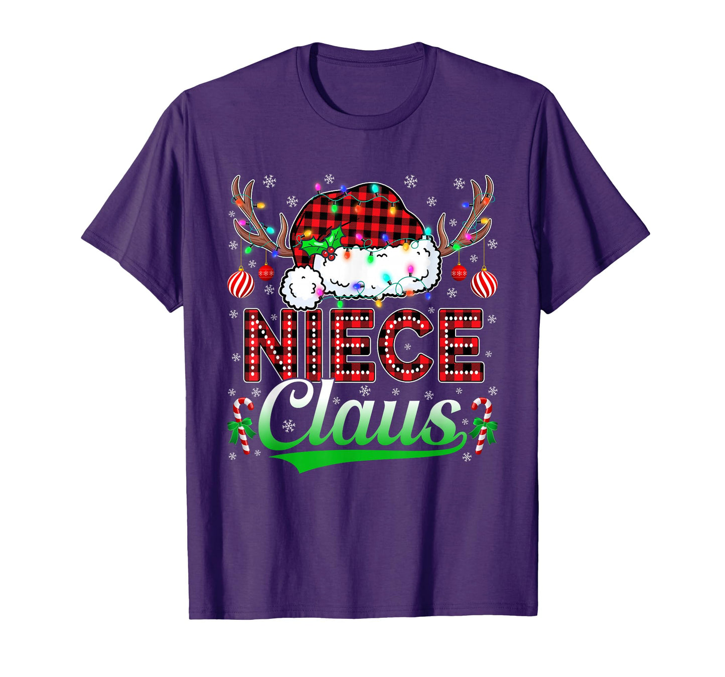 Niece Claus Christmas Lights Matching Family Xmas Pajama T-Shirt