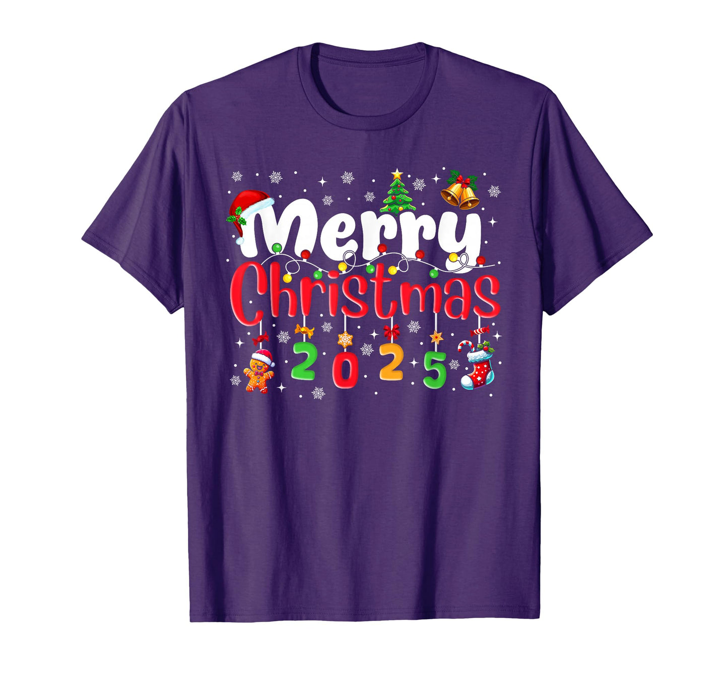 Merry Christmas 2025 Santa Hat Xmas Family Men Women Kids T-Shirt