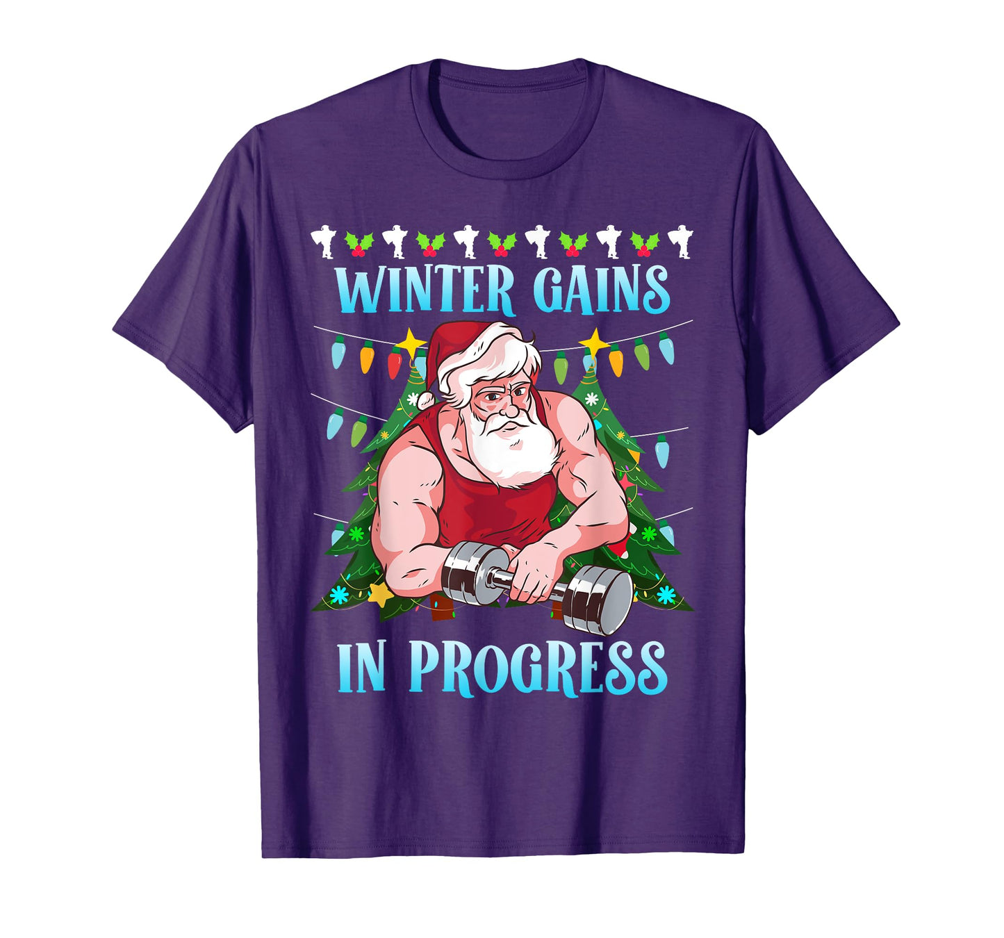Winter Fitness Trip Santa Claus Funny Fitnessstudio T-Shirt