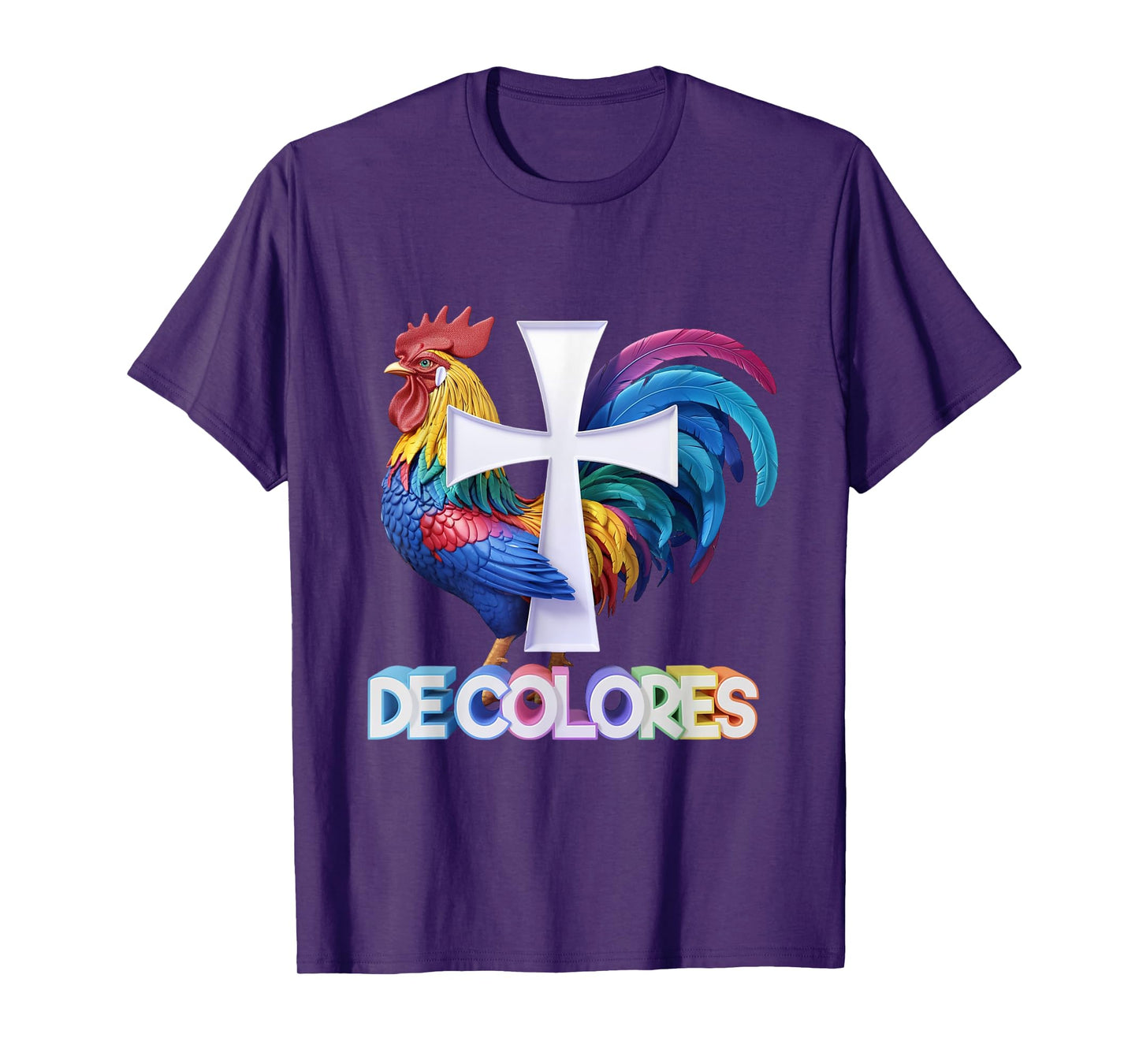 DeColores Cursillo Rainbow Rooster Catholic T-Shirt