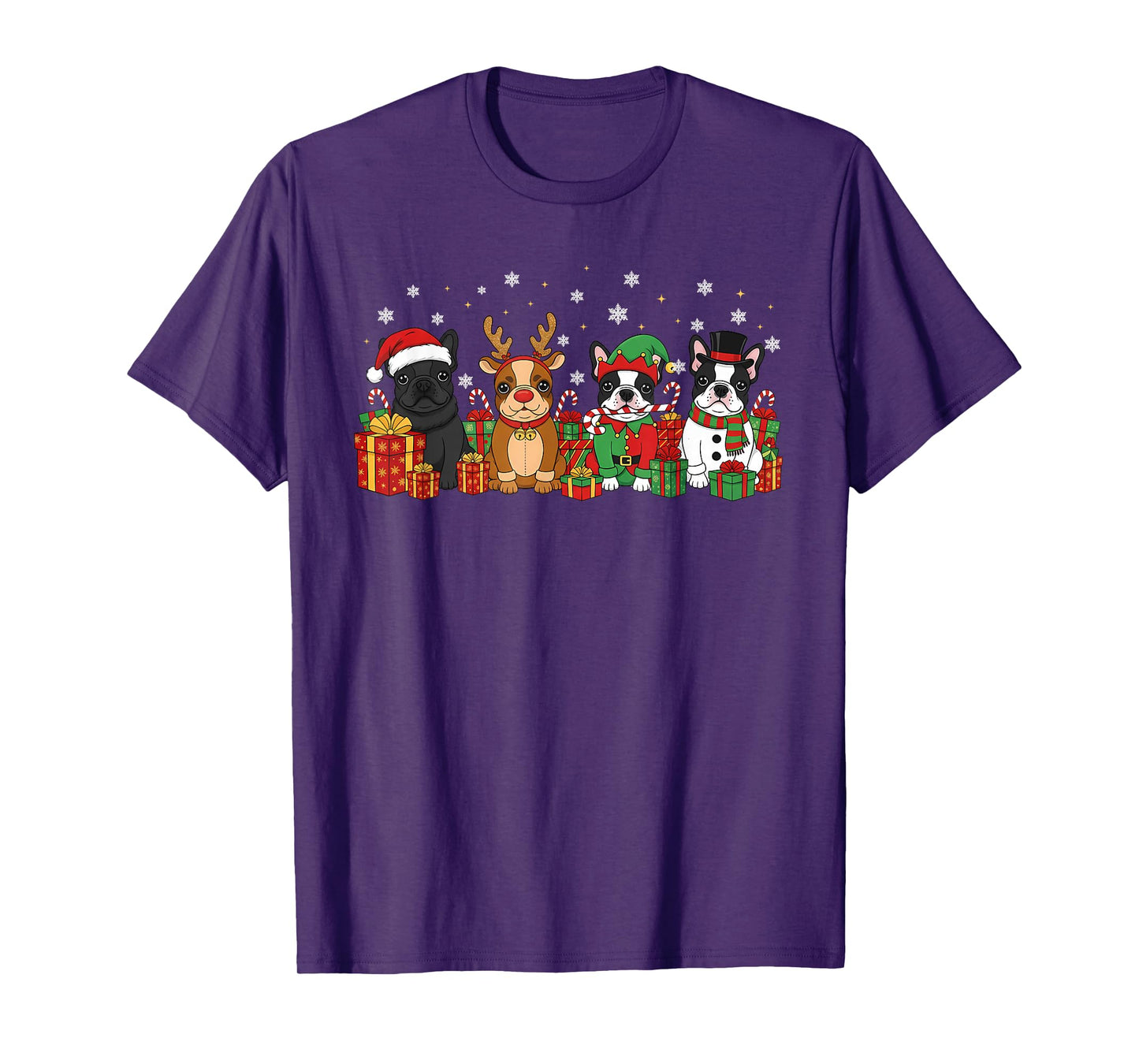 Christmas Dog French Bulldog Xmas Dog Lover Men Women Kids T-Shirt