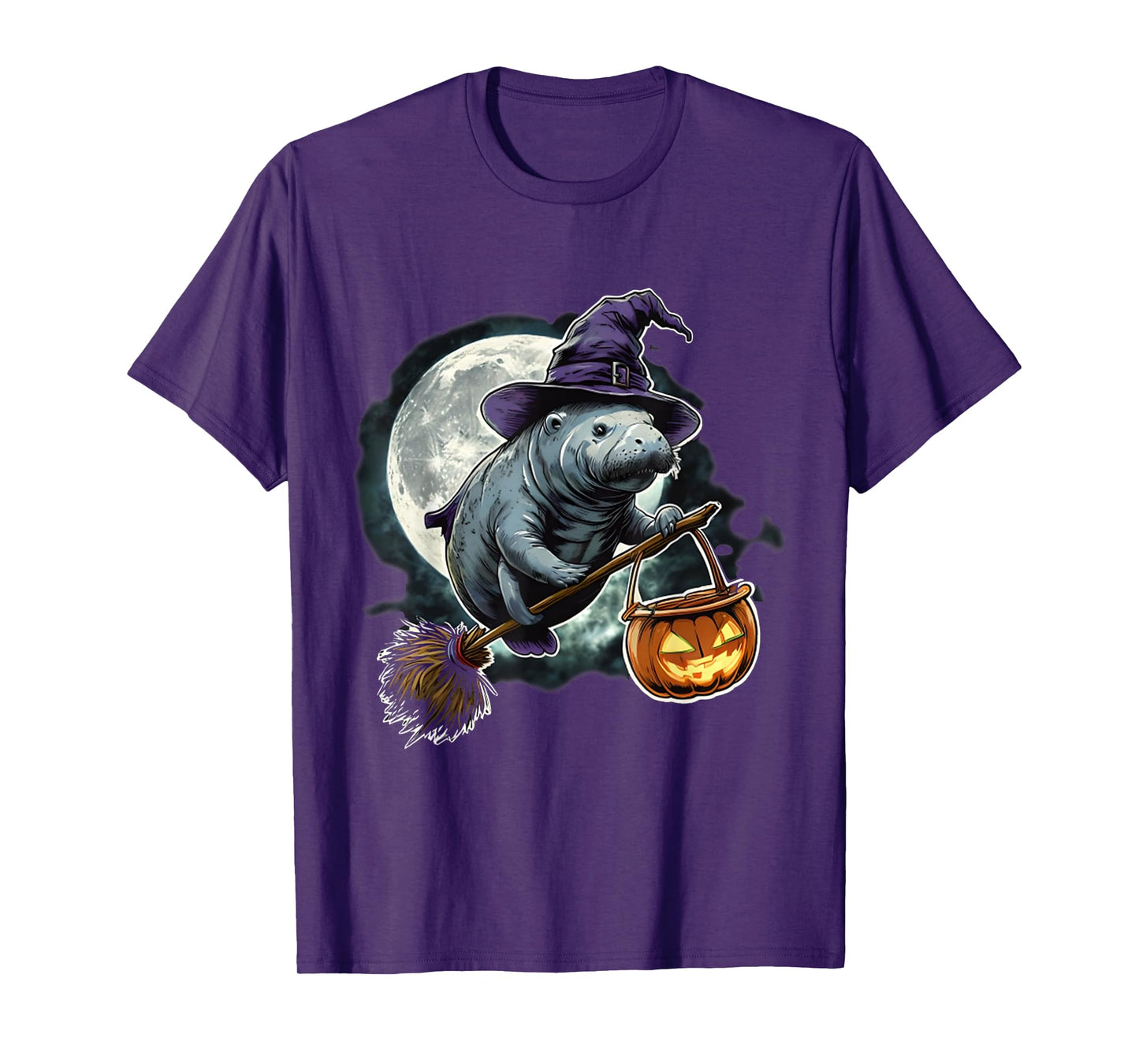 Manatee Witch Hat Pumpkin Halloween Costume Men Women Kids T-Shirt