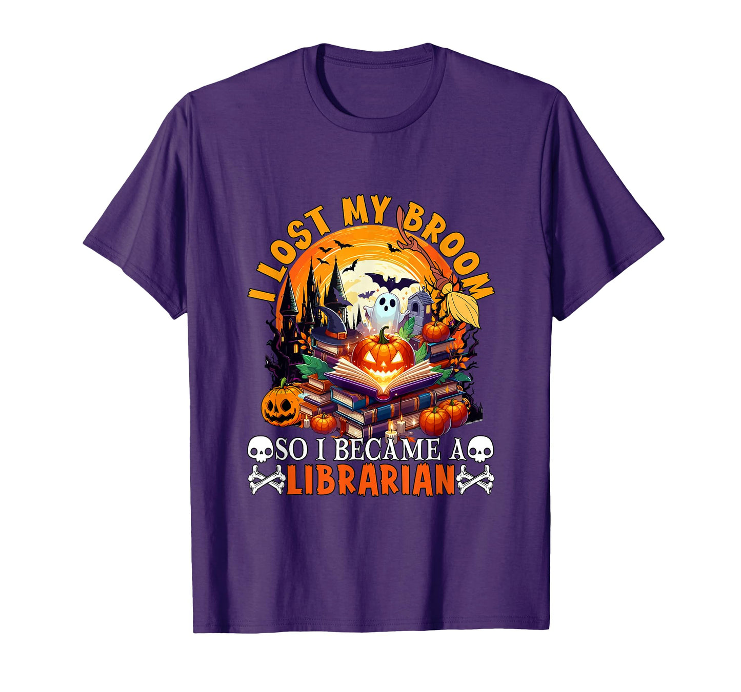 Lost Broom So I Became A Librarian Halloween Witch Lover T-Shirt