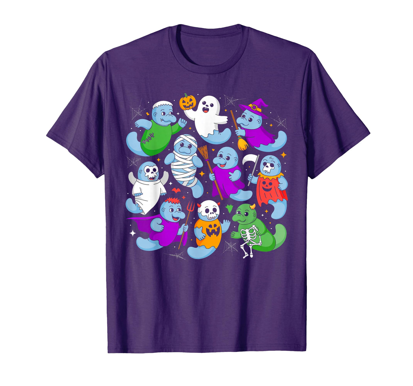Spooky Cute Manatees Funny Halloween Animal Squad T-Shirt