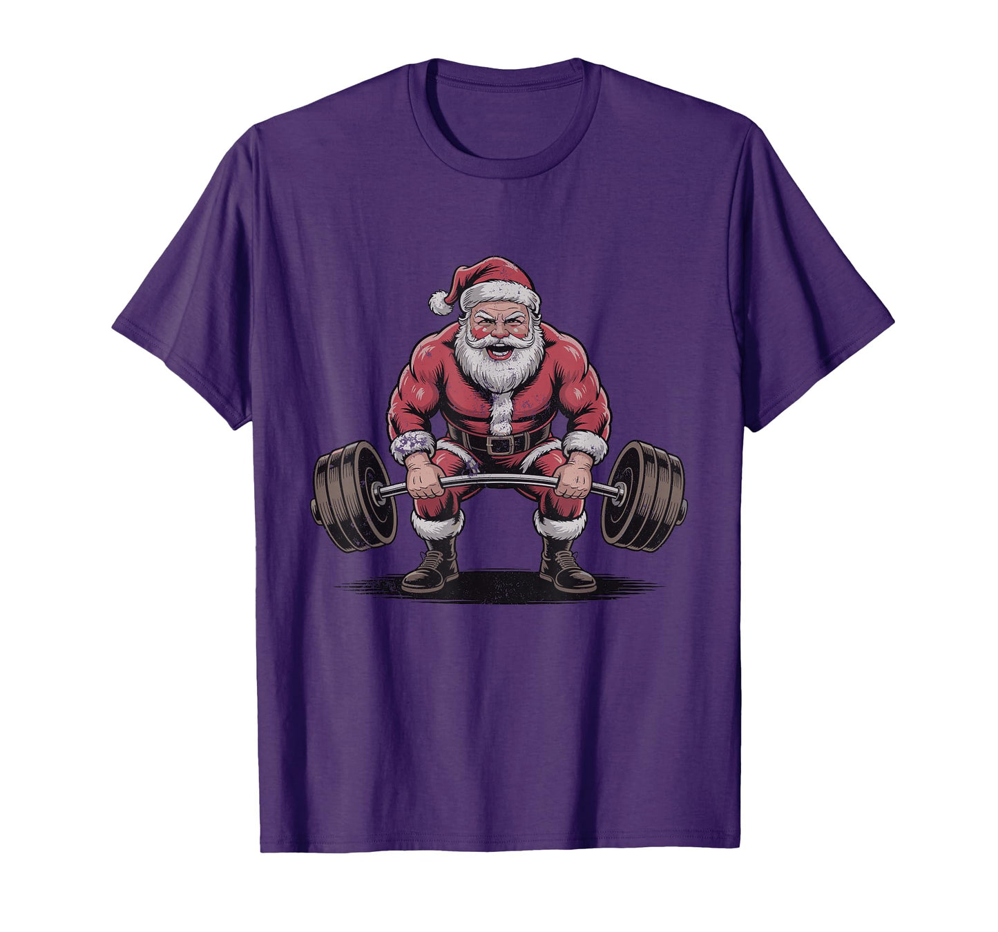 Santa Weightlifting Retro Christmas Holiday Vintage 90s T-Shirt