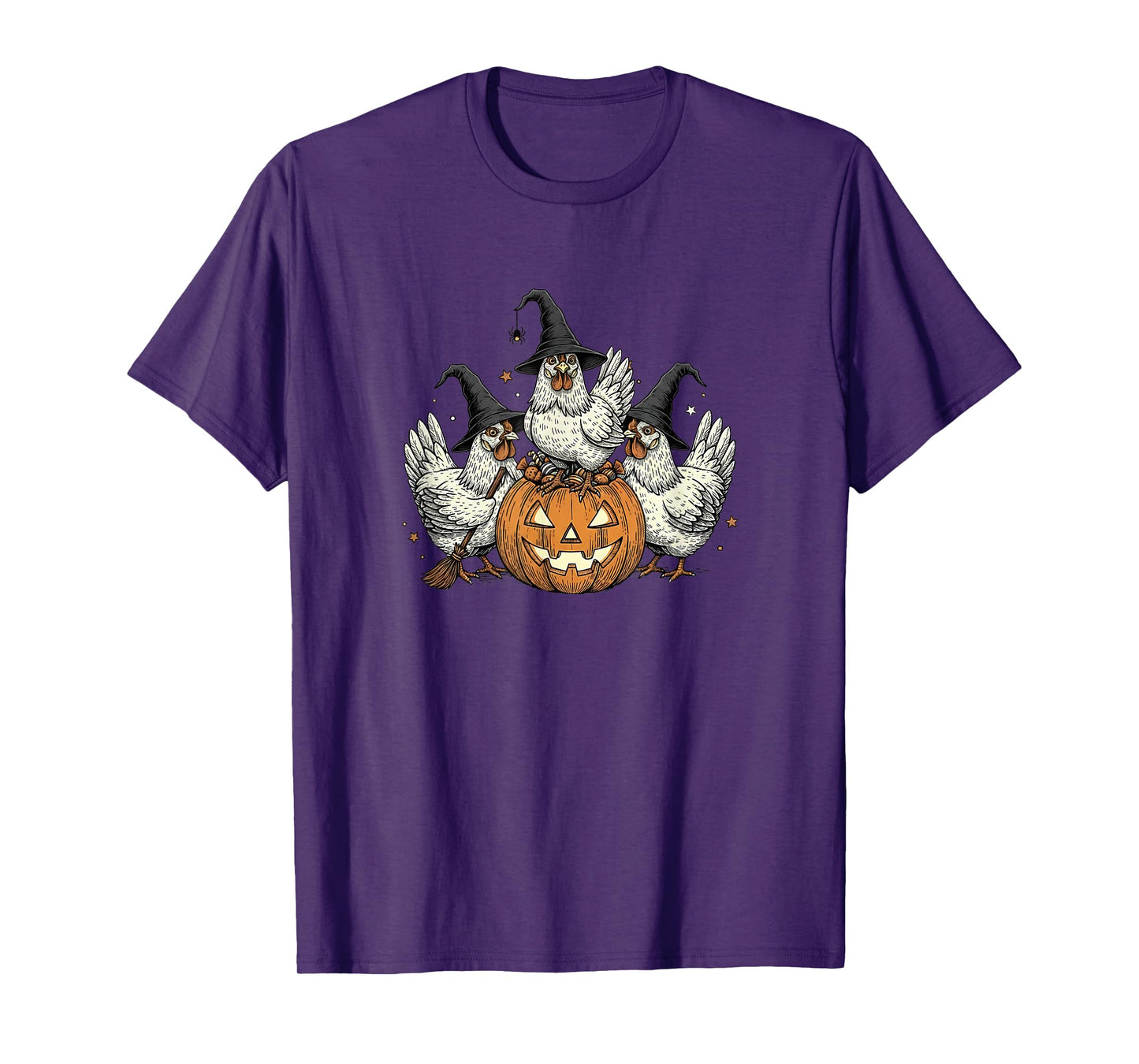 Funny Halloween Chicken Witch Farmhouse Fall Spooky Season T-Shirt
