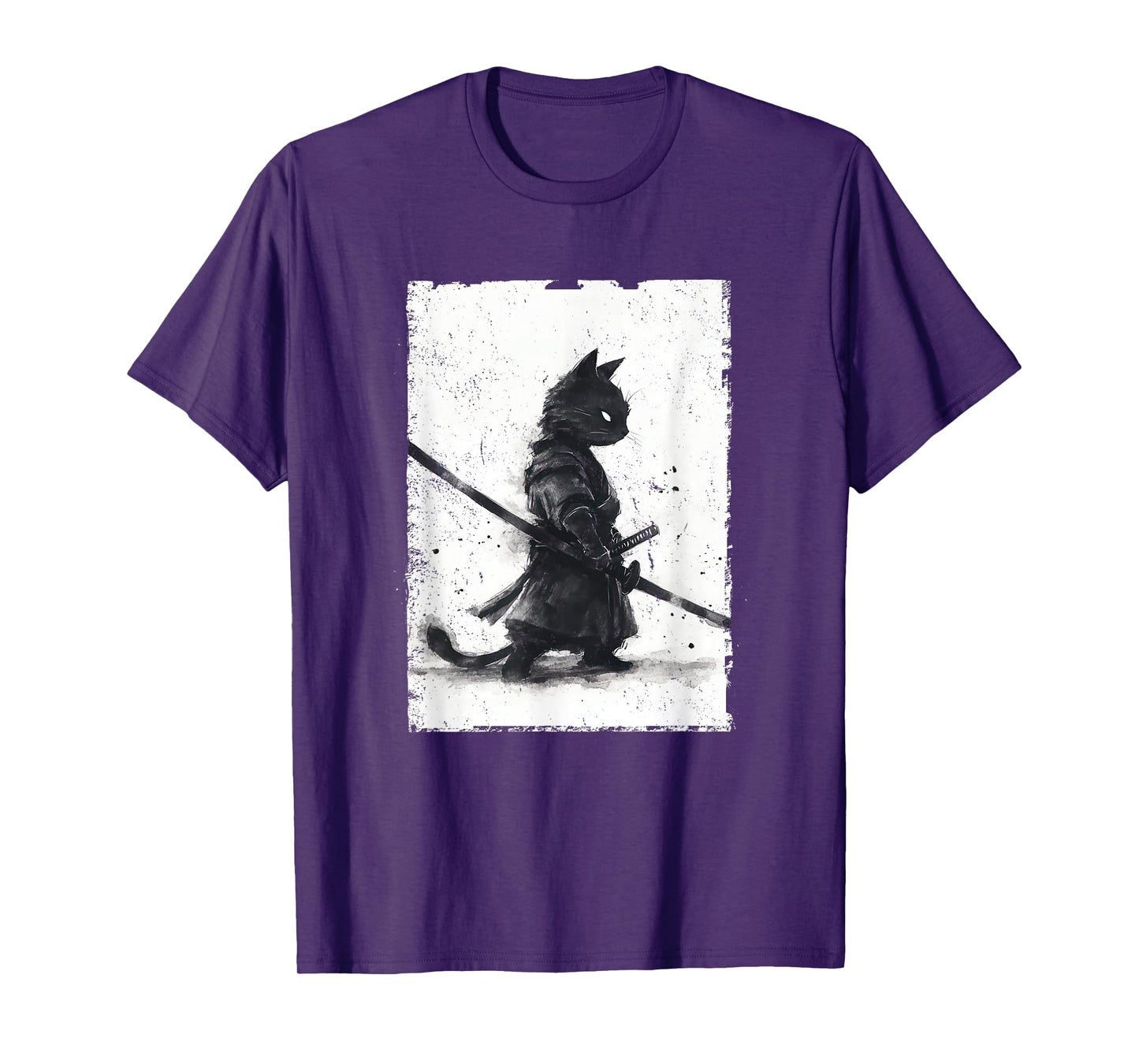 Vintage Samurai Cat Graphic Art Japanese Ukiyo-e T-Shirt