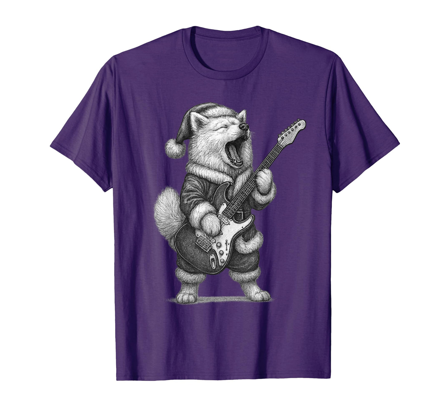 Samoyed Playing Guitar Christmas Dog Lover T-Shirt