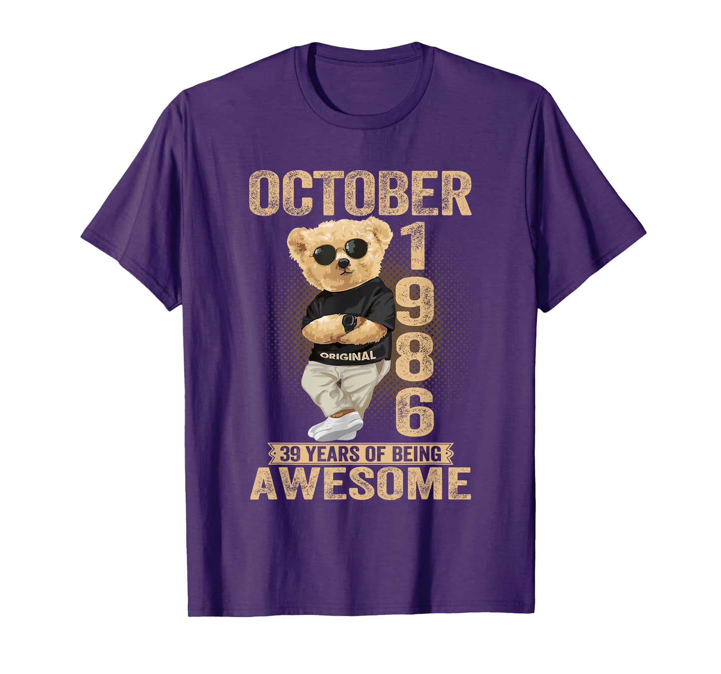 October 39th Birthday Men Women 1986 Awesome Teddy Bear T-Shirt