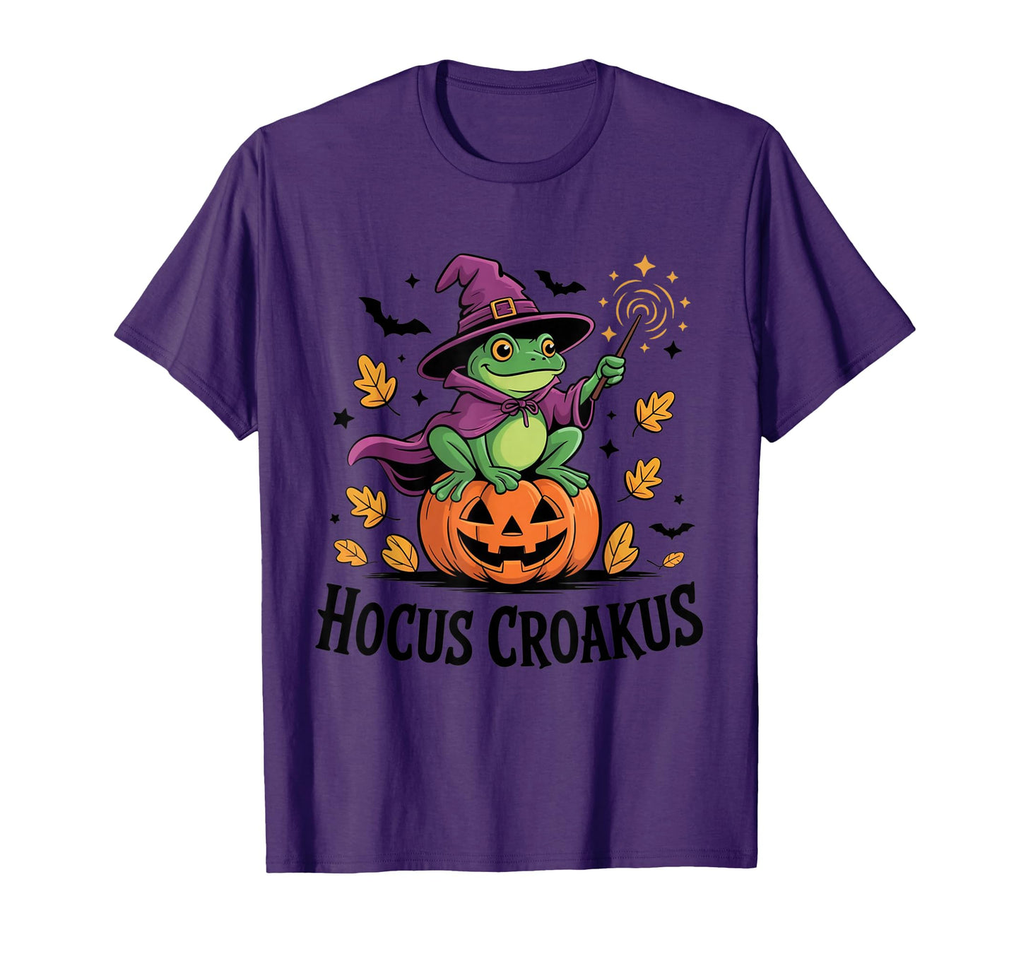 Hocus Croakus Pumpkin Wizard Frog Funny Halloween Witch T-Shirt