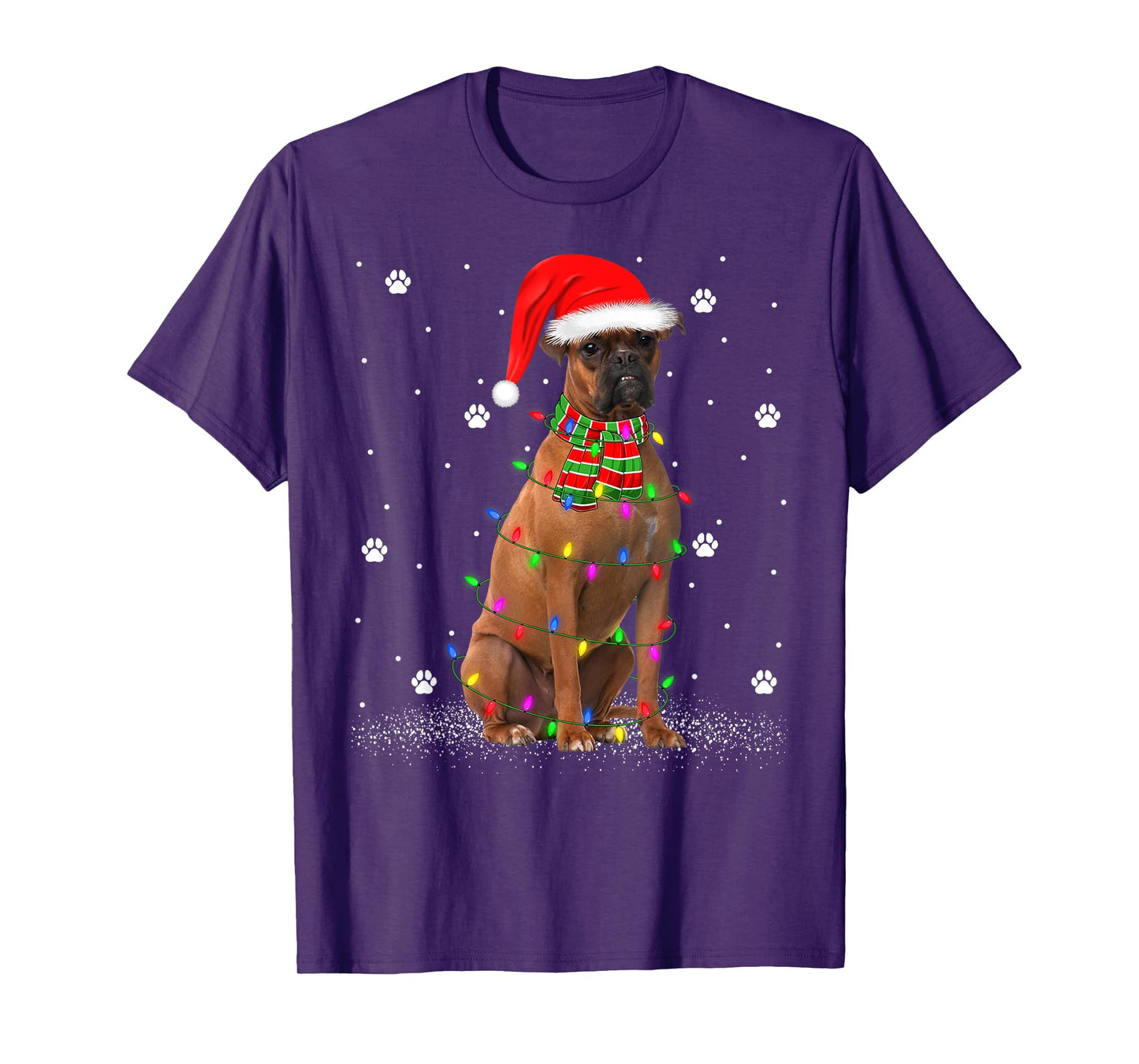 Boxer Dog Christmas Lights Holiday Santa Funny Boxer Xmas T-Shirt